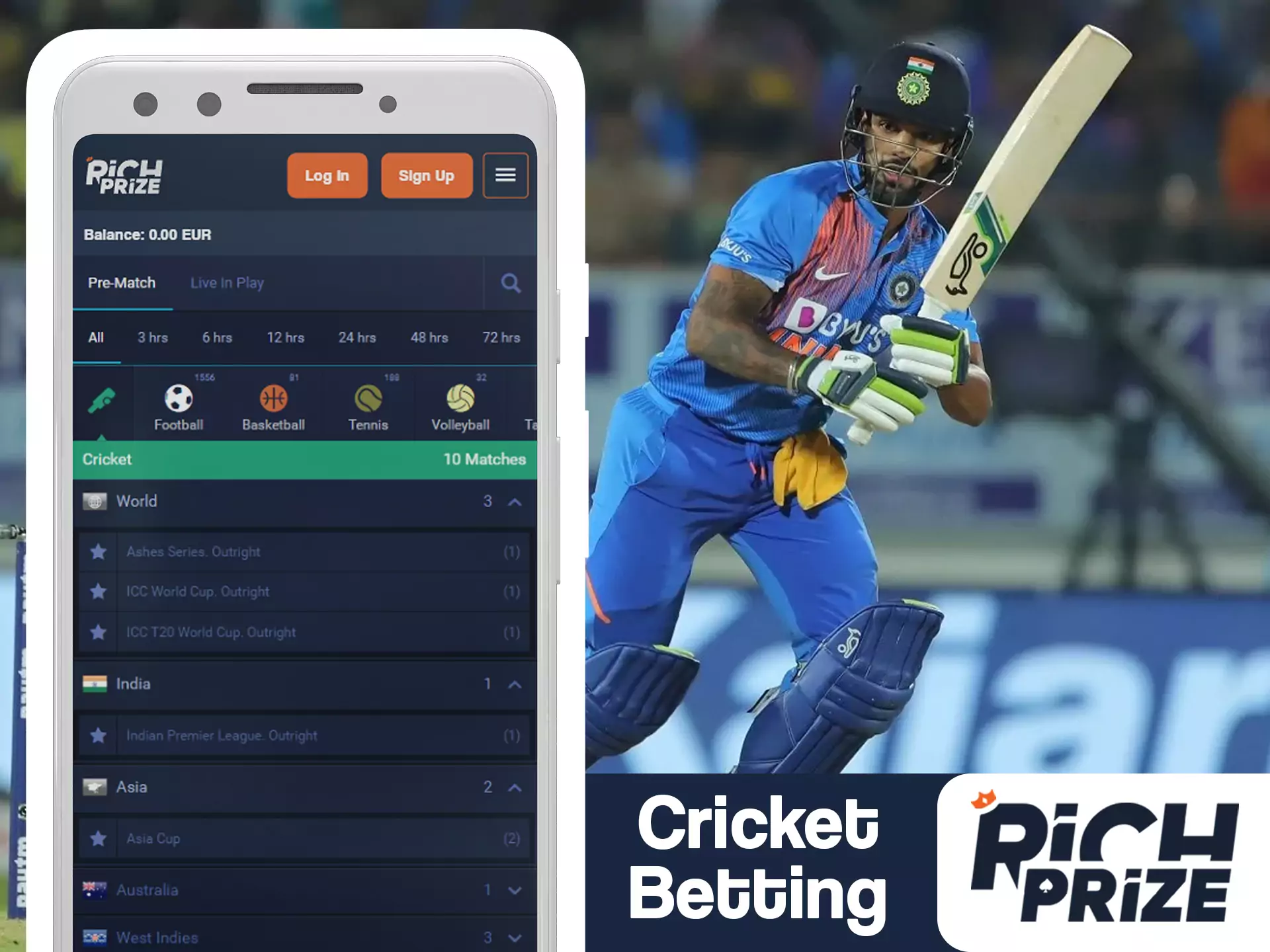 Bet on best cricket matches in RichPrize app.
