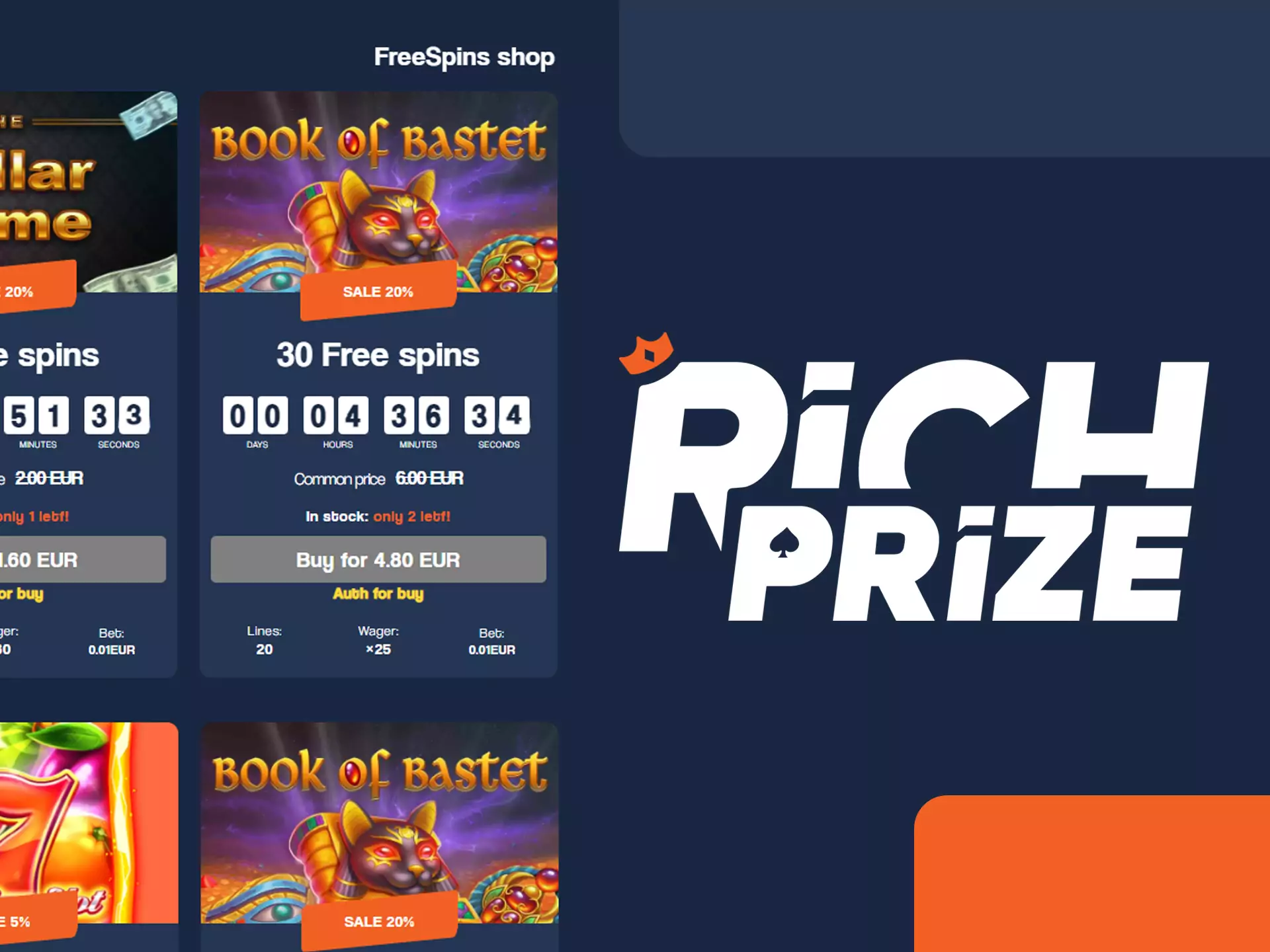 Check for big discounts on Richprize free spins.