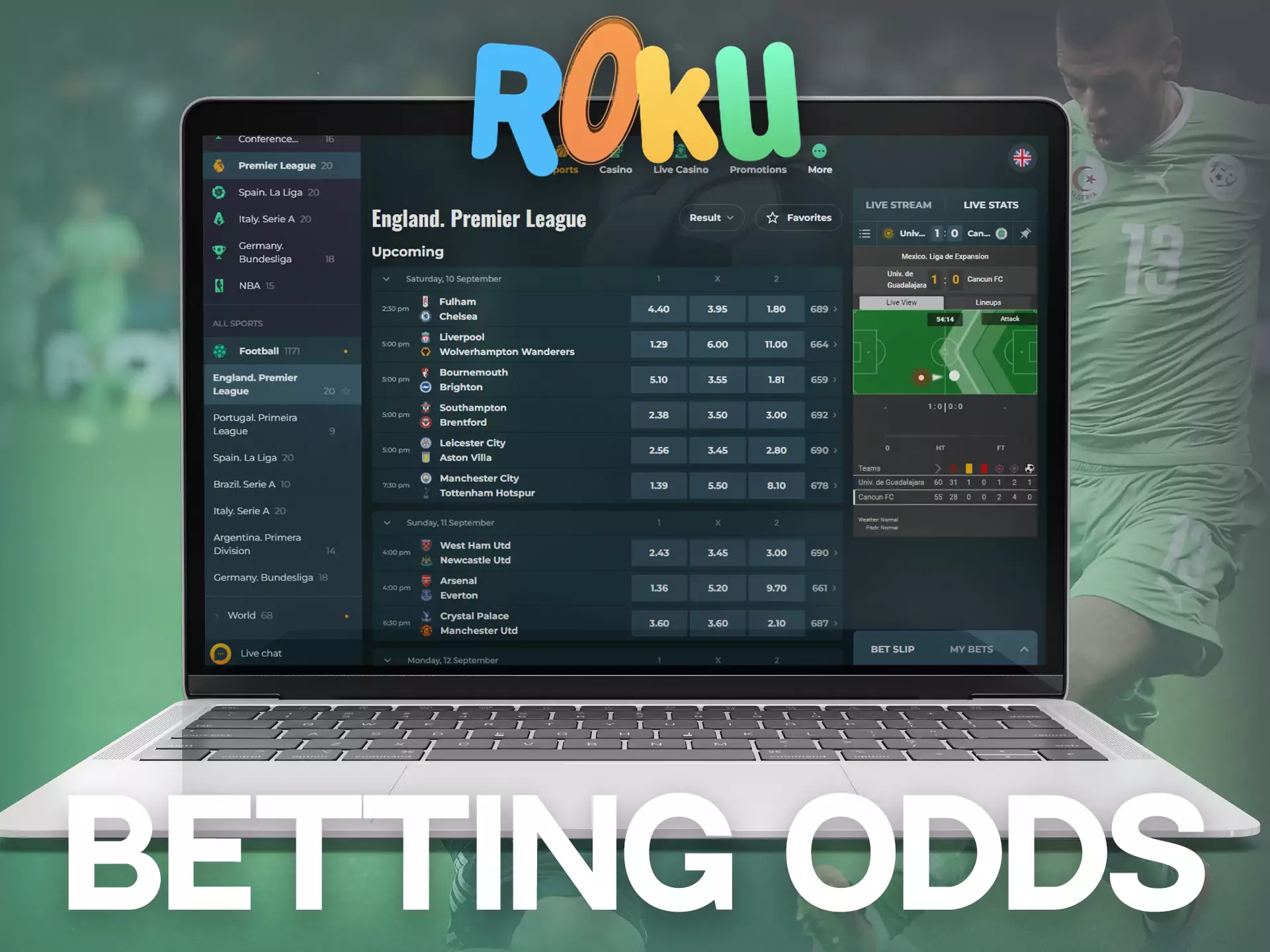 On Rokubet you can place bets with high odds.