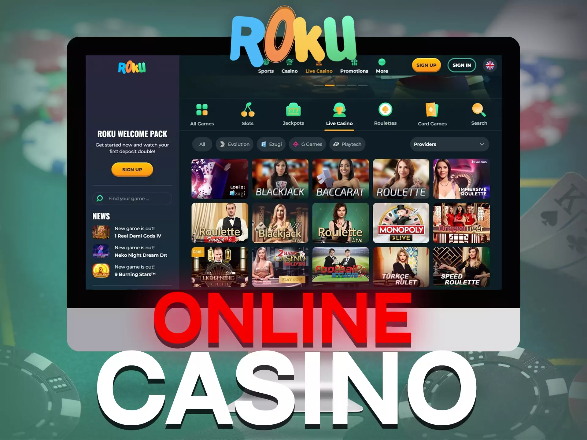 In the Rokubet online casino, you can play slots and traditional table games.