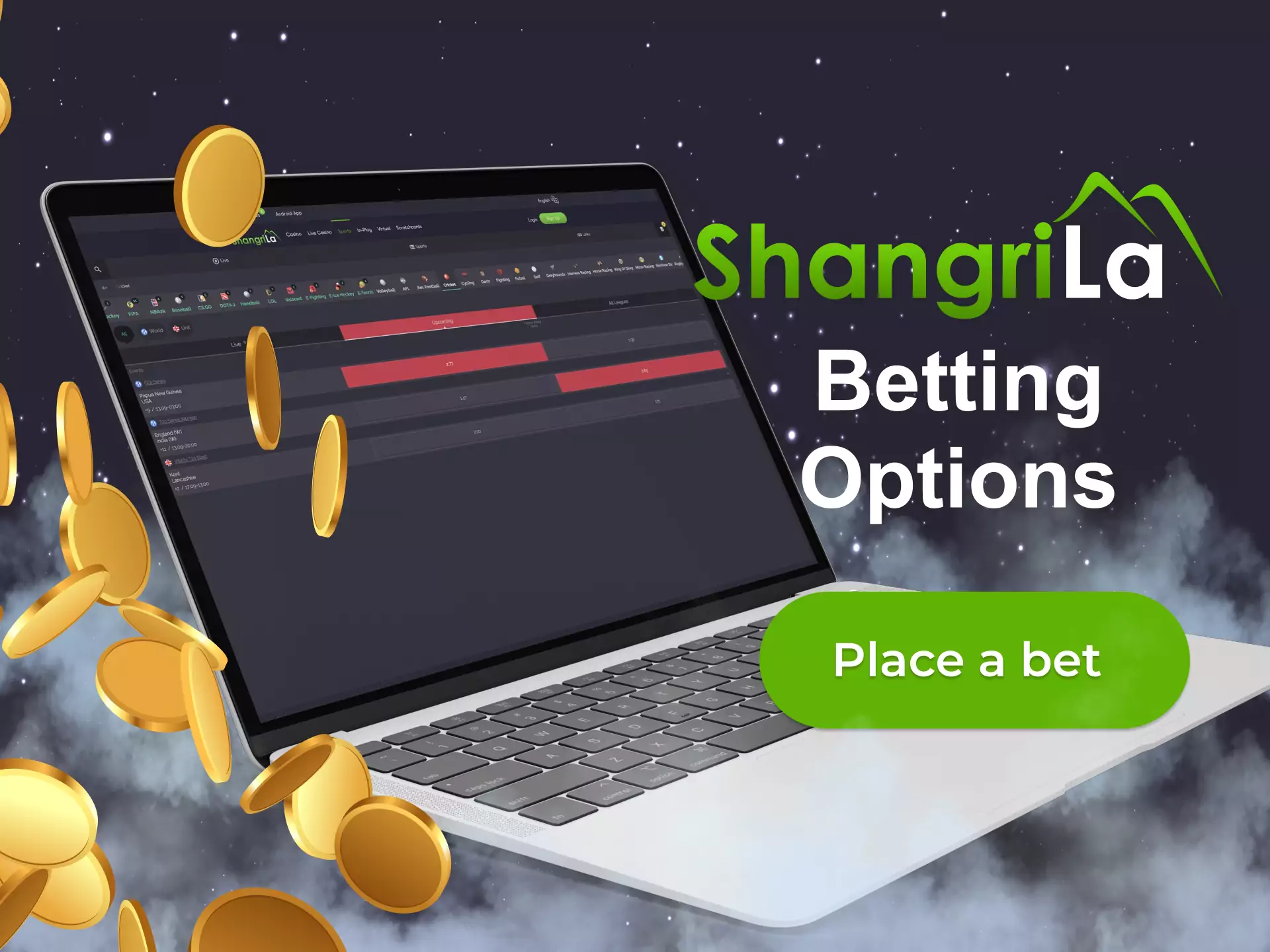 In the Shangri La sportsbook, users bet on live and line events.