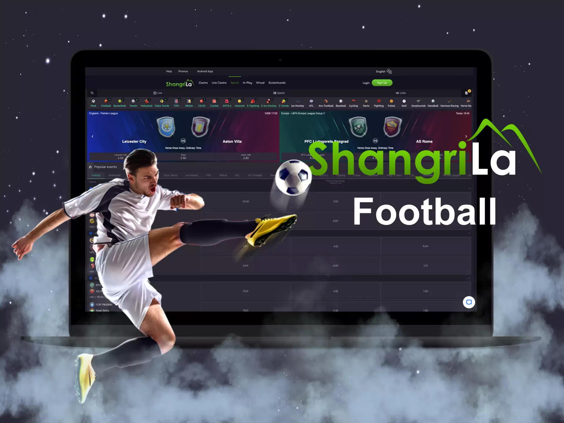 You can bet on football online at Shangri La.