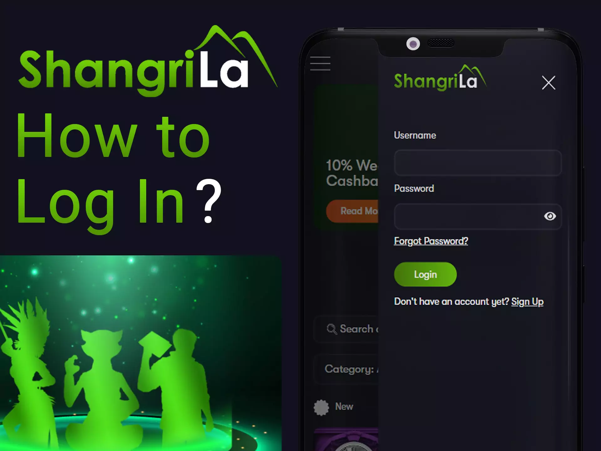 Log in Shangri La app for start betting and playing casino games.