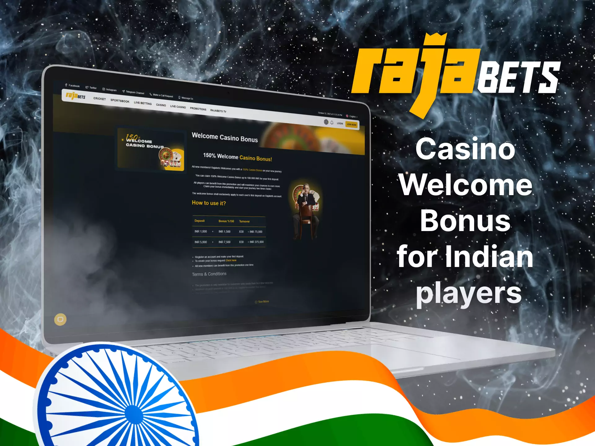 Rajabets Casino has a special welcome bonus, try it.