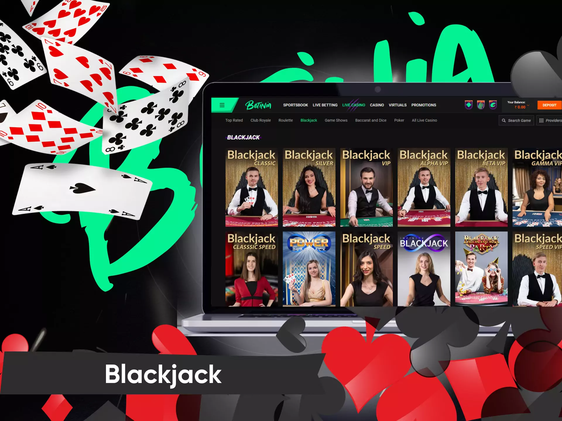 In the Betinia Casino, blackjack is one of the most popular table games.
