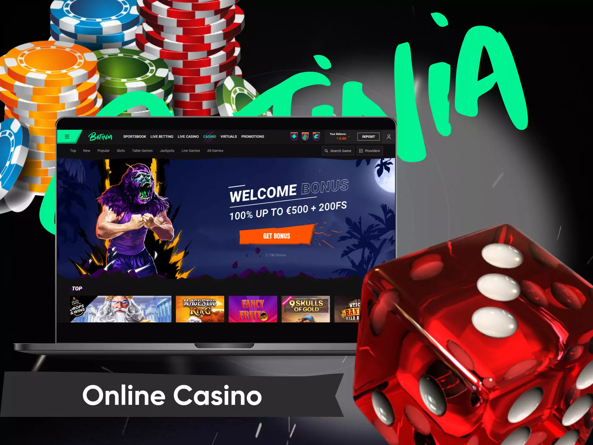 Besides sports and esports betting, on Betinia you can play casino games.