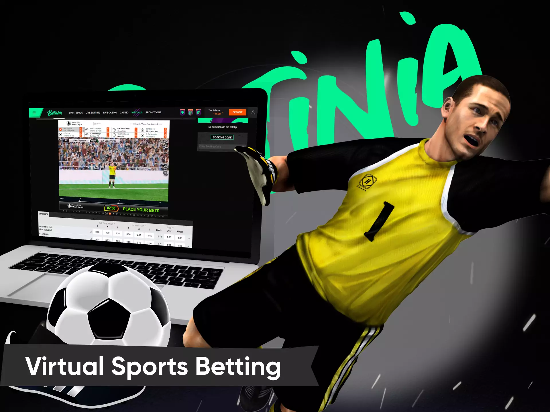 On the Betinia website, you can bet on virtual sports as well.
