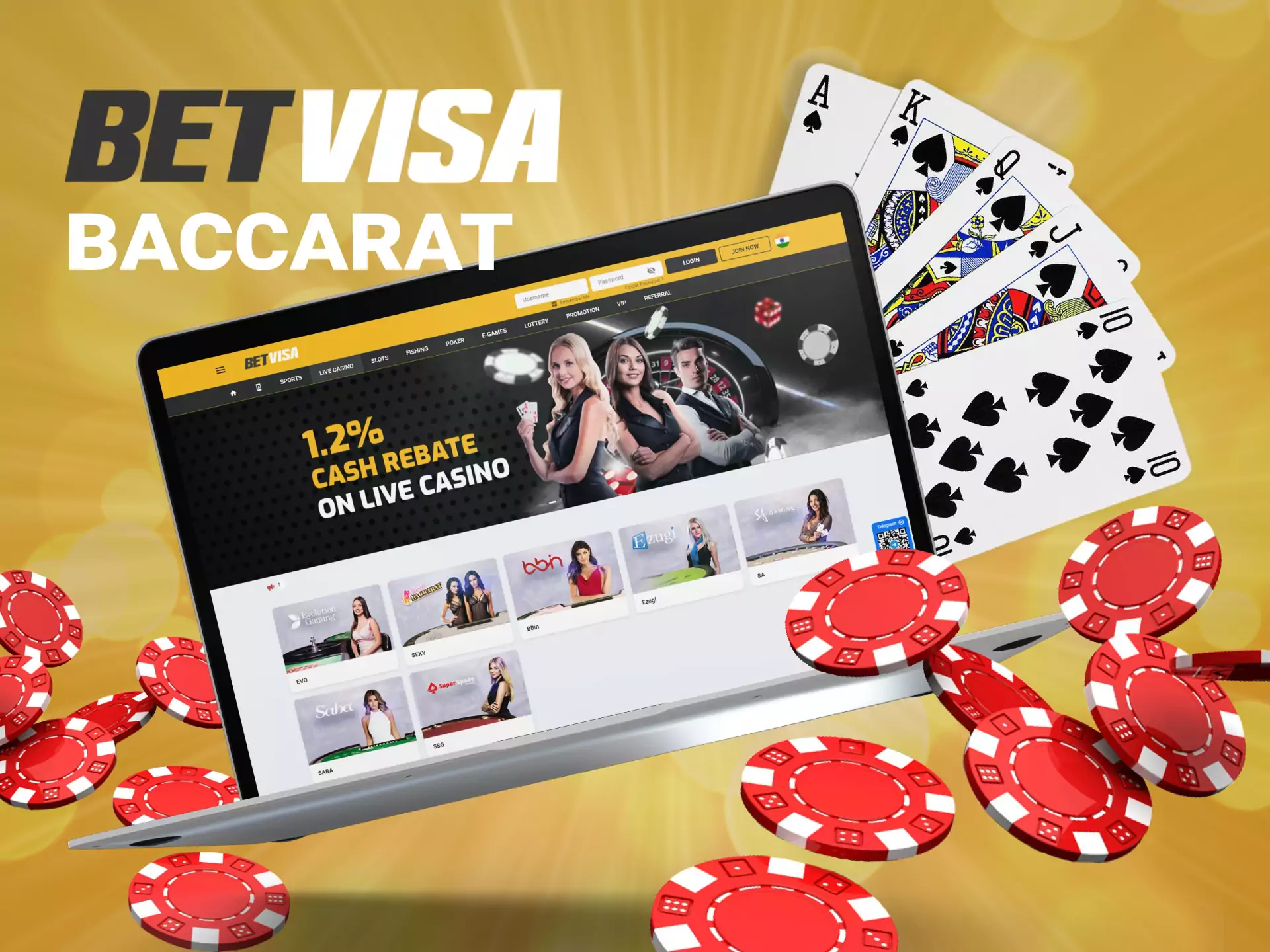 In the Betvisa Casino, you can play baccarat.
