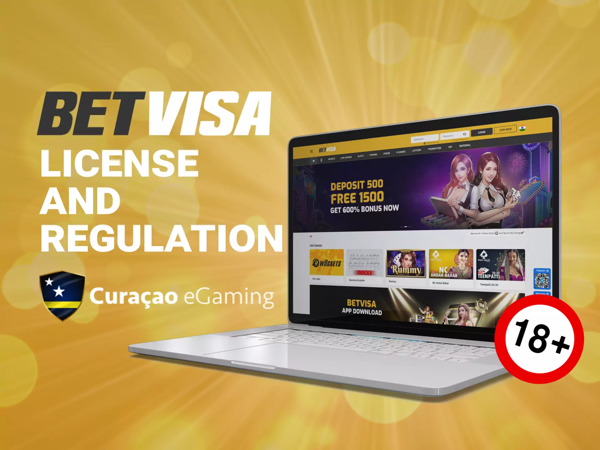 Betvisa works legally and is verified by Curacao eGaming.