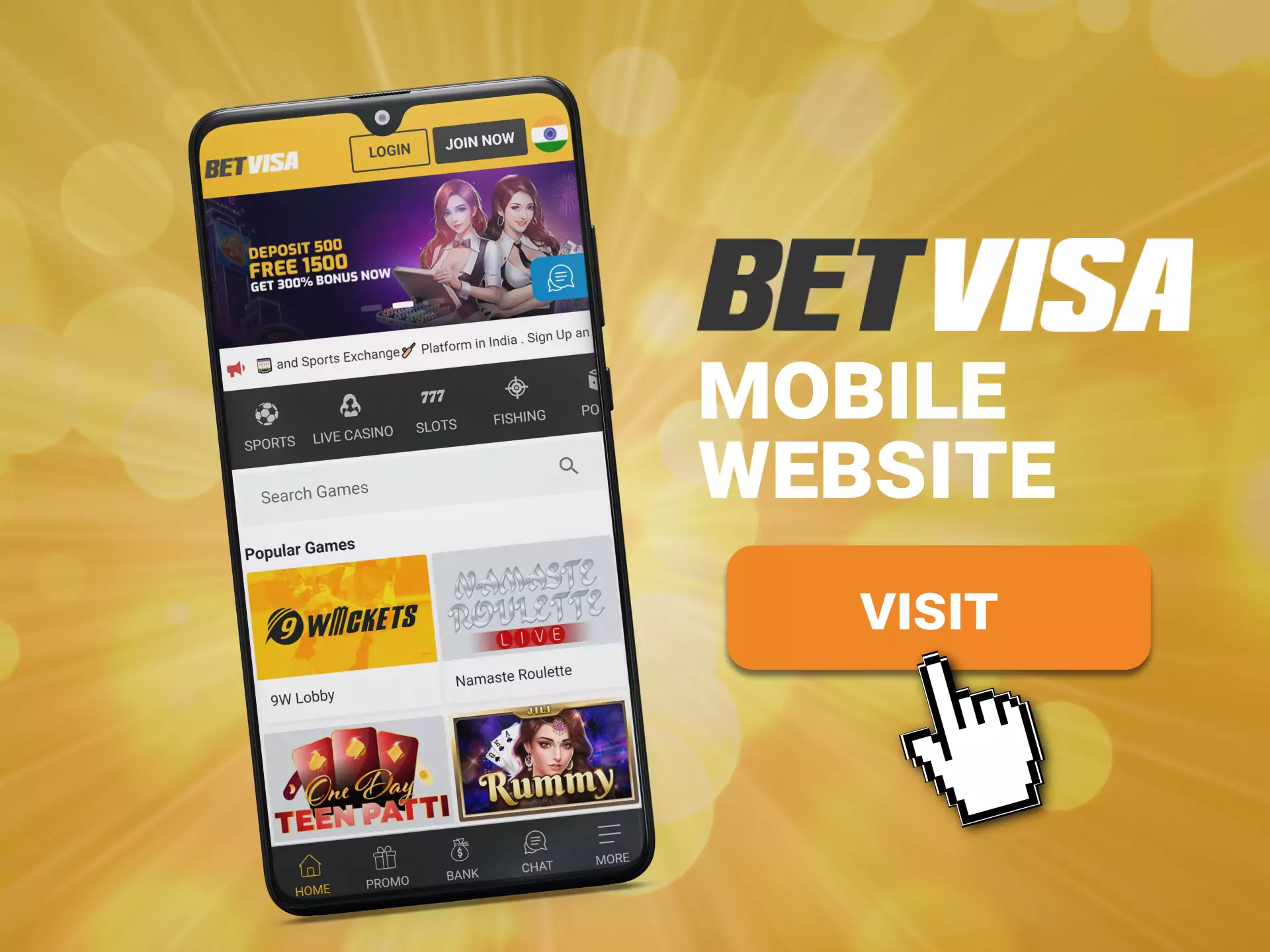 Besides apps, you can use the mobile website of Betvisa from your smartphone.