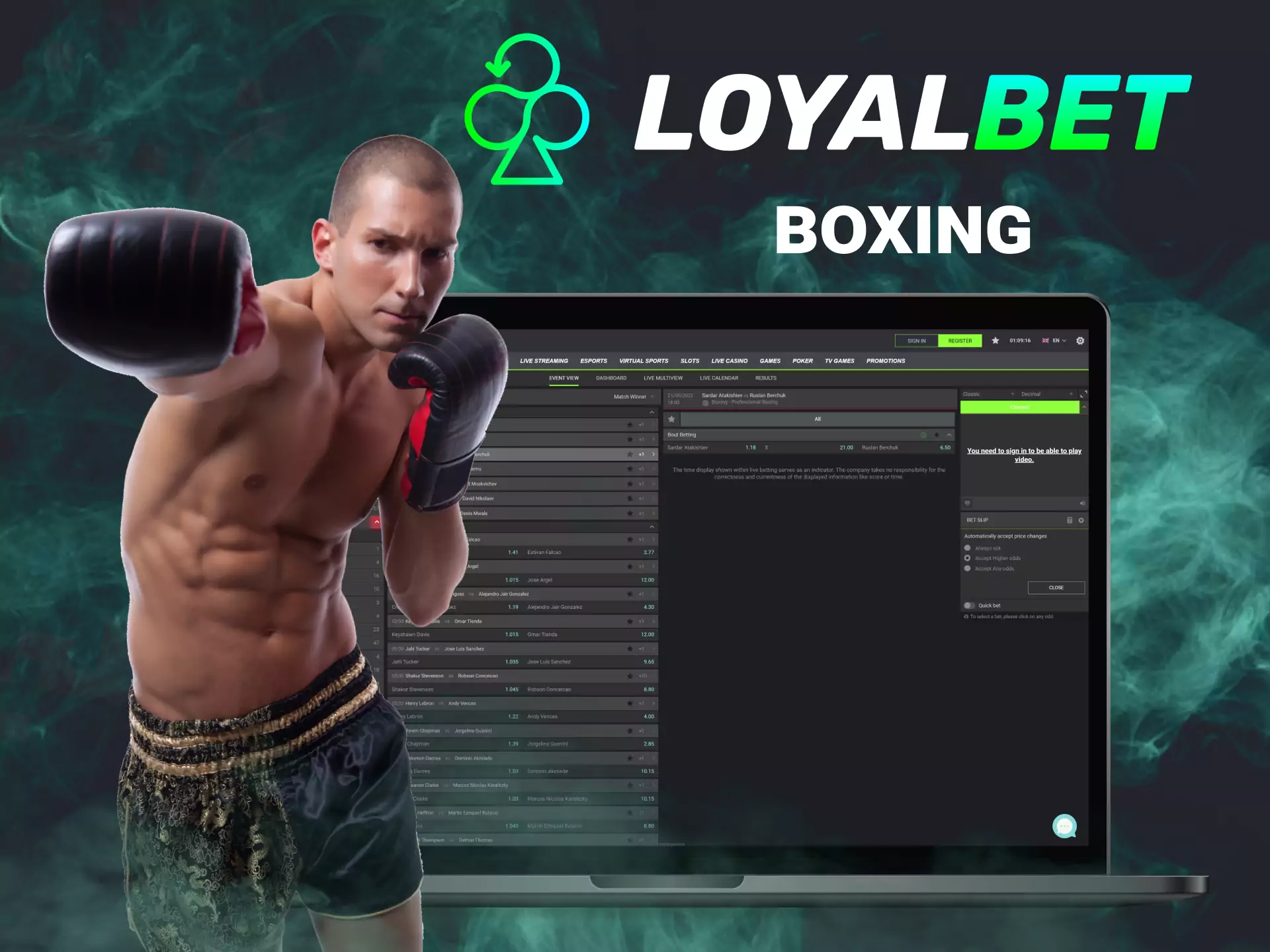 You can bet on boxing fights on the Loyalbet website.