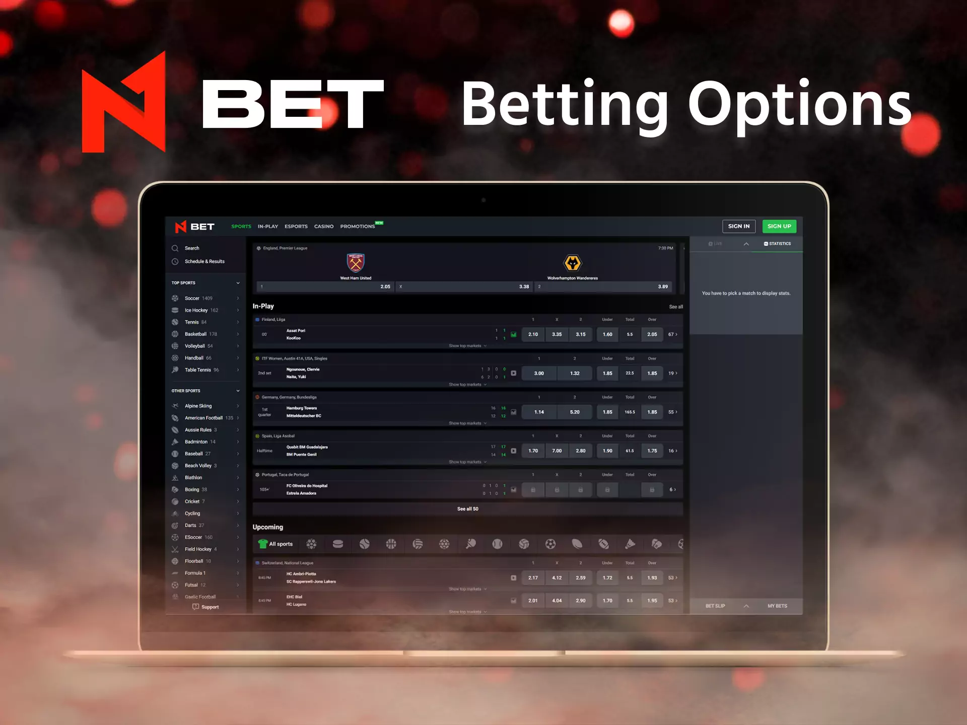 Use different betting options from N1Bet.