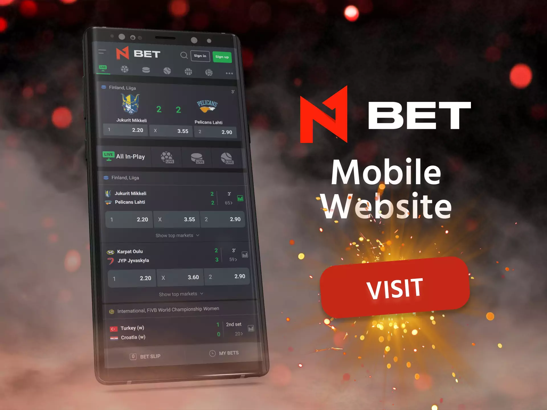 Try the mobile version of the N1Bet website, it is convenient and easy to use.