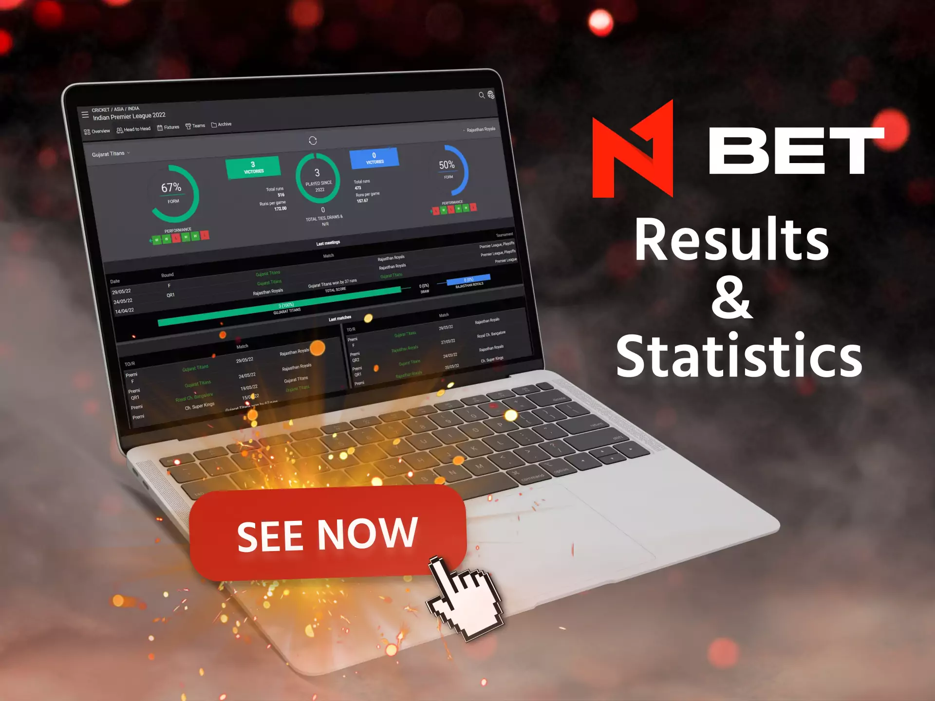 Check the results and see the statistics directly on the N1Bet website.
