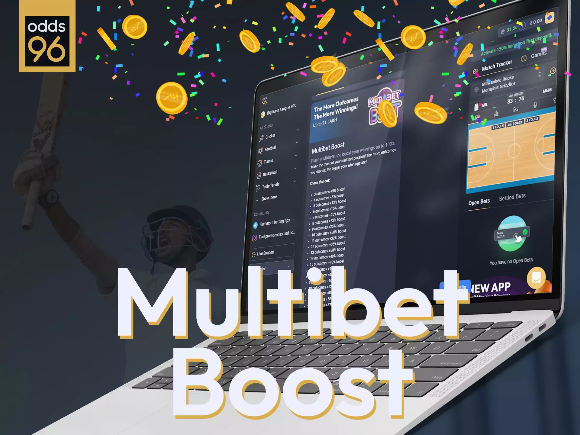 Try the incredible multibet boost from Odds96.