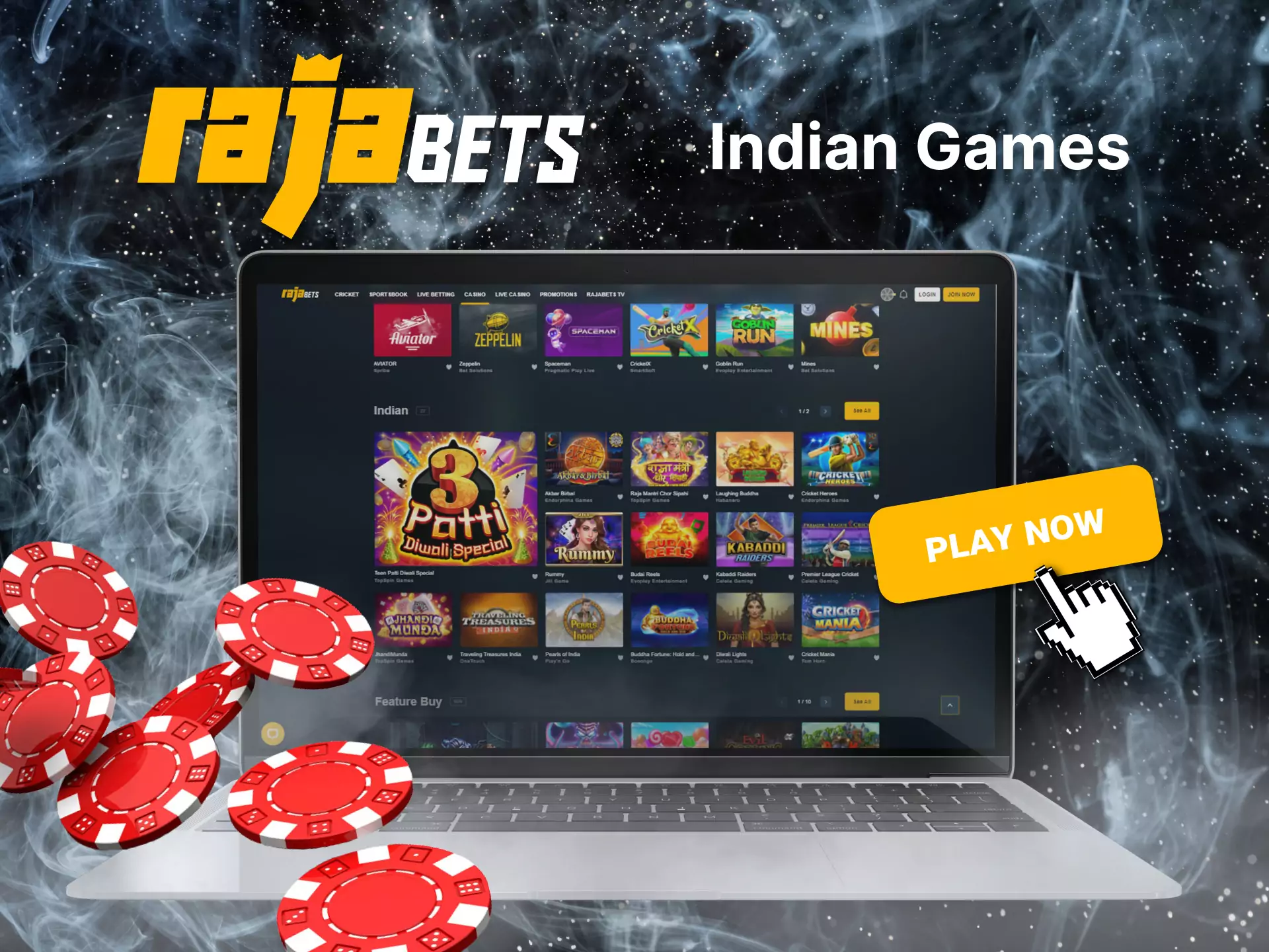 Try different Indian games in Rajabets.