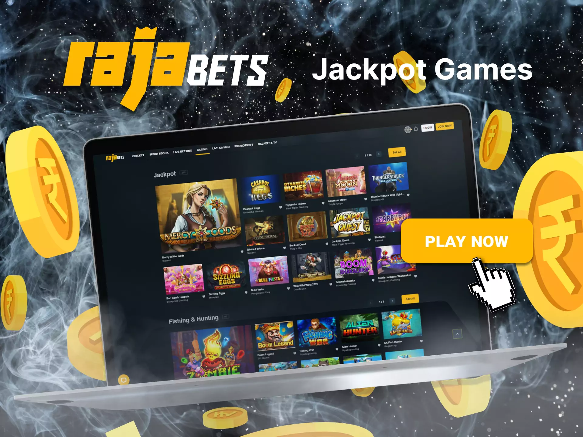 Try different jackpot games in Rajabets.
