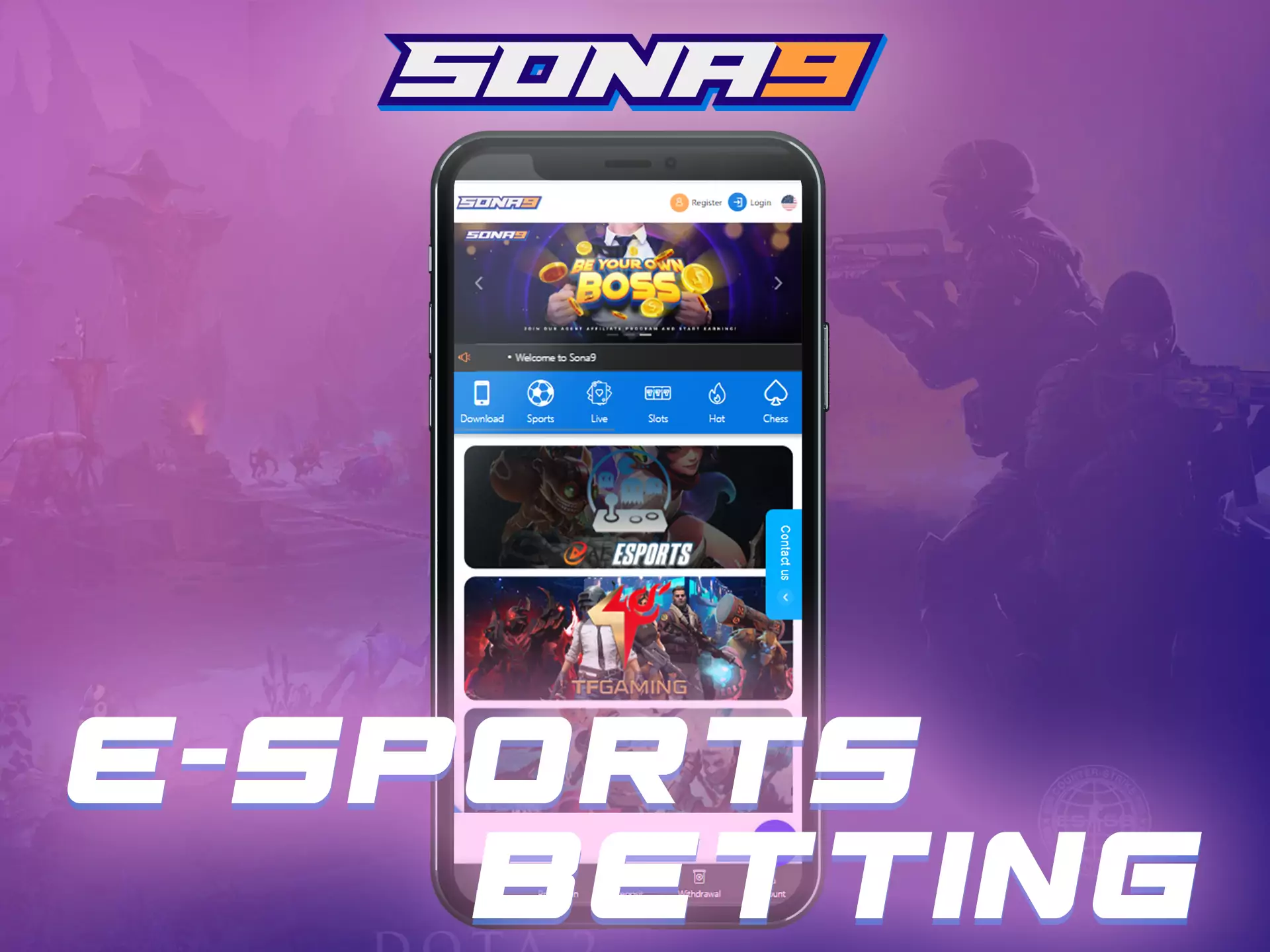 You can bet on esports events in the Sona9 app.