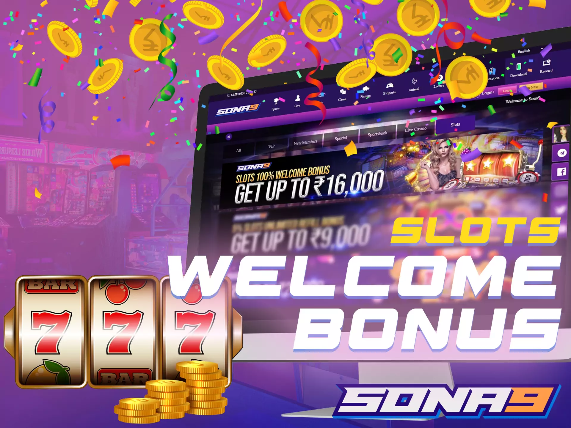 For playing slots, use the bonus from Sona9.