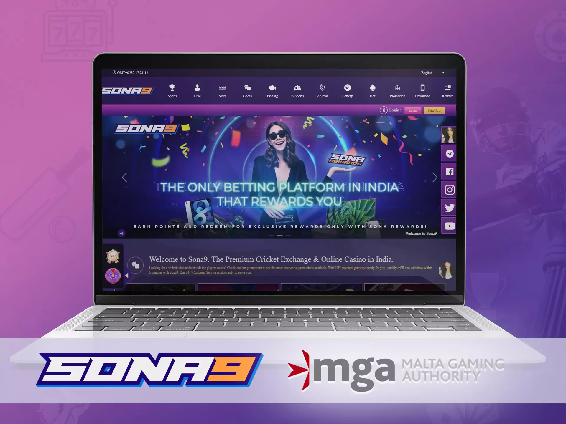 Sona9 works legally online thanks to the Malta Gaming license.
