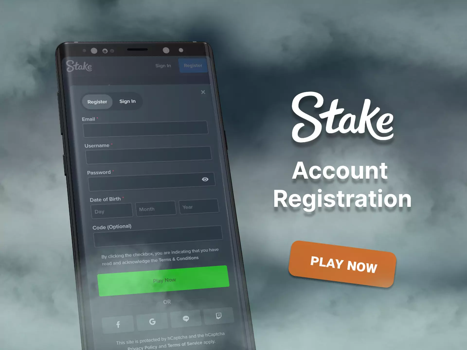 Go through a simple registration and play with Stake.com.