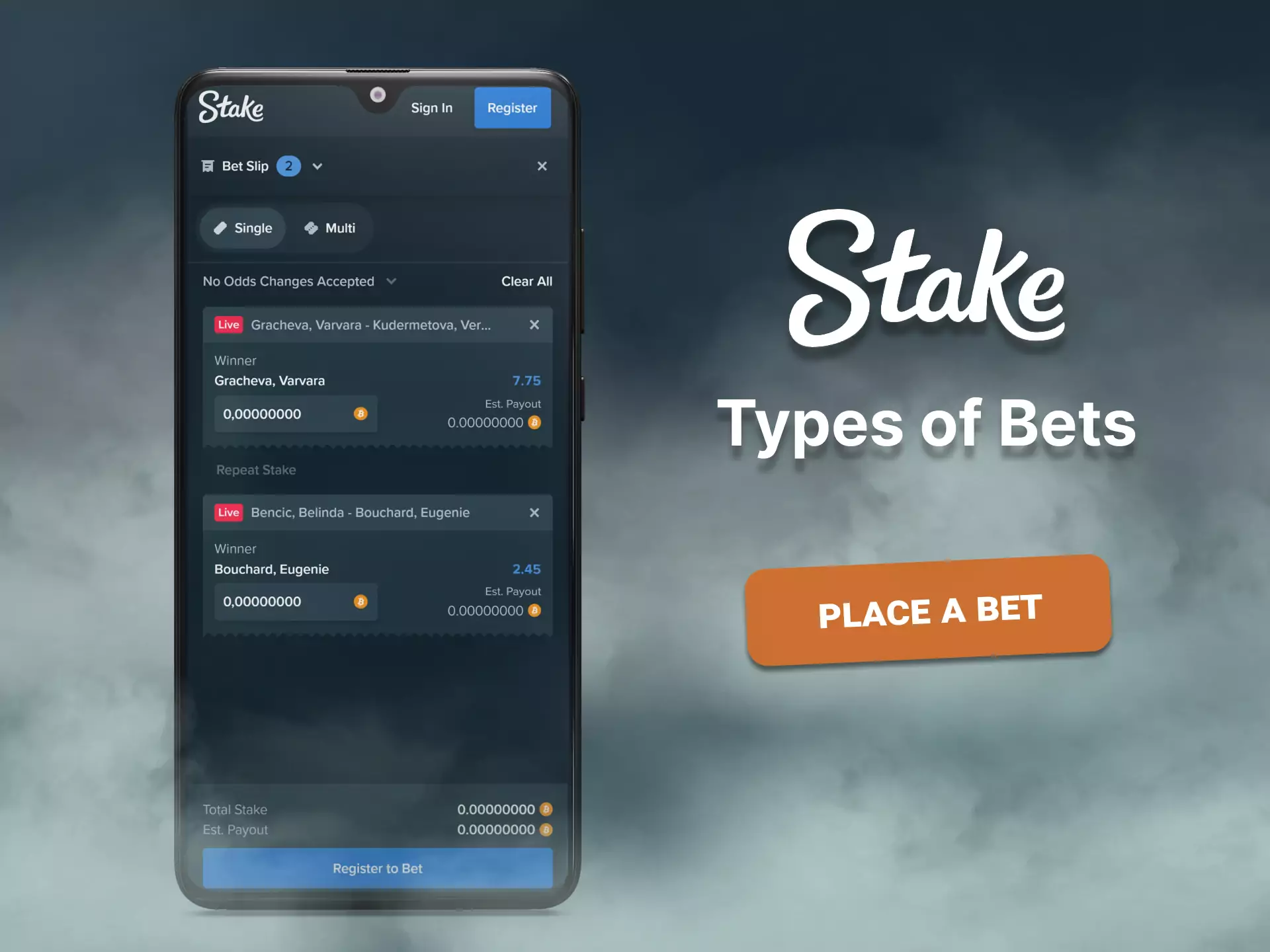 Try different types of bets in Stake.com.