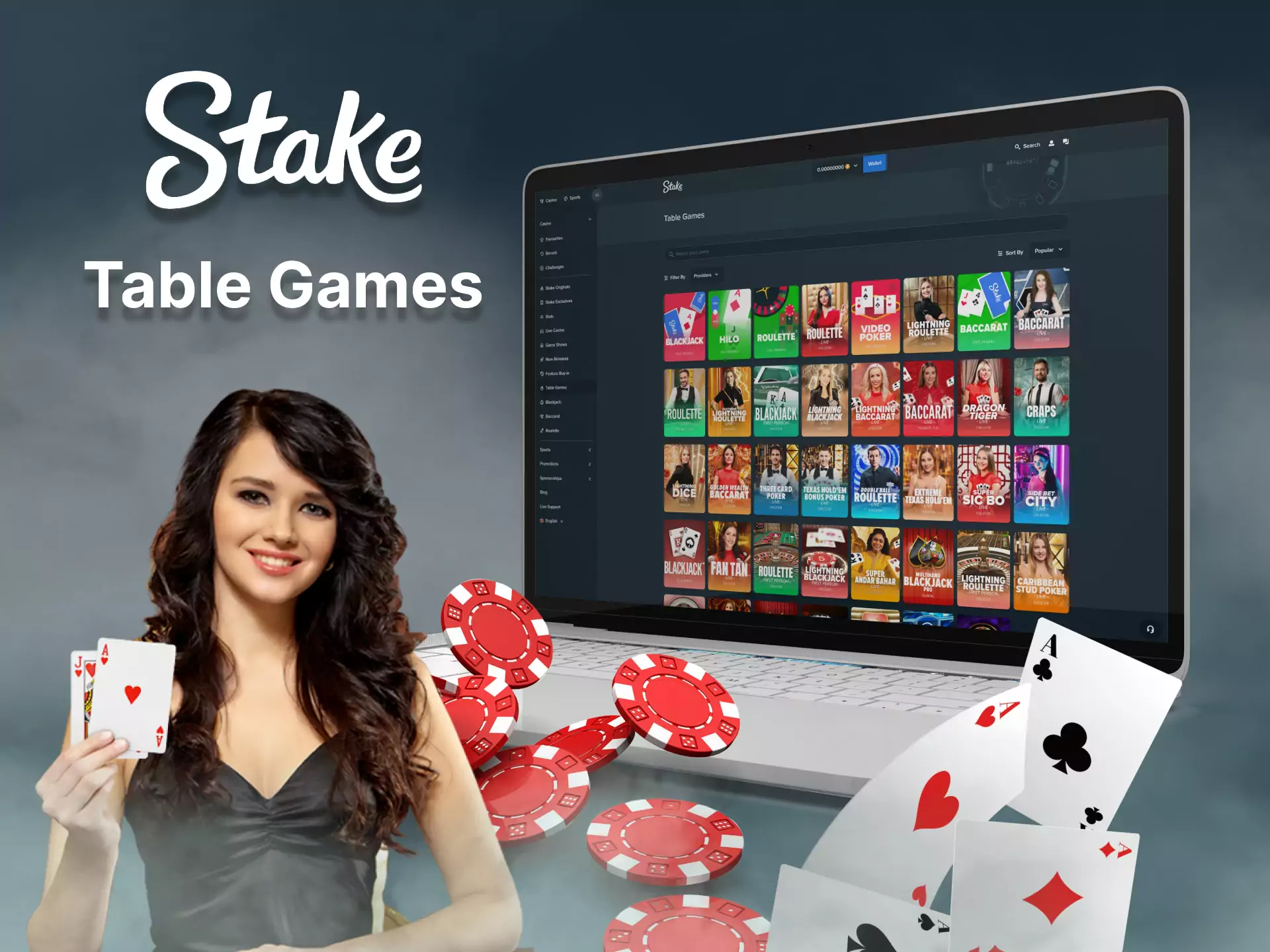 Table games are widely presented in the Stake Casino.