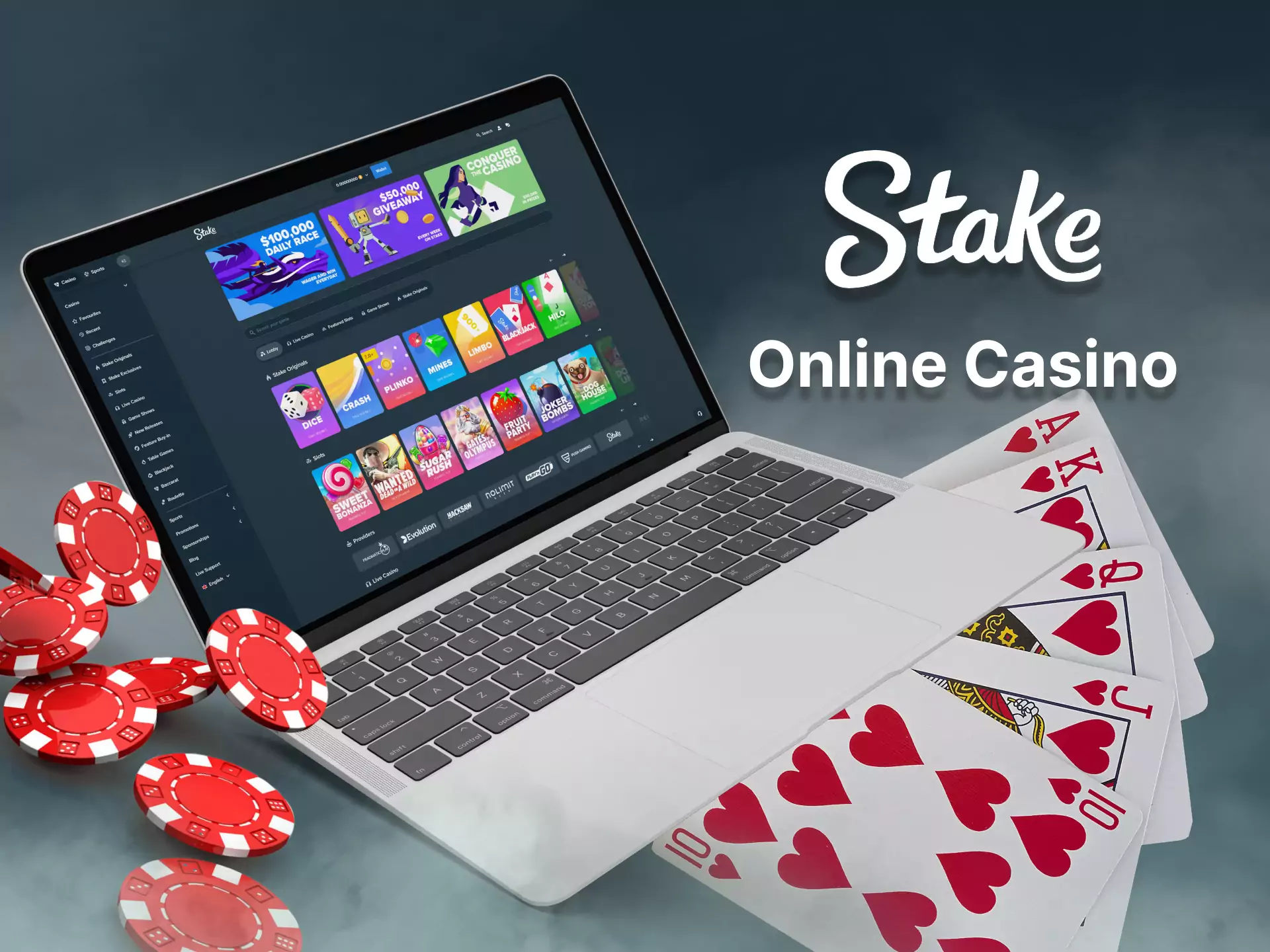 Besides sports betting, on Stake, you can play online casino games.