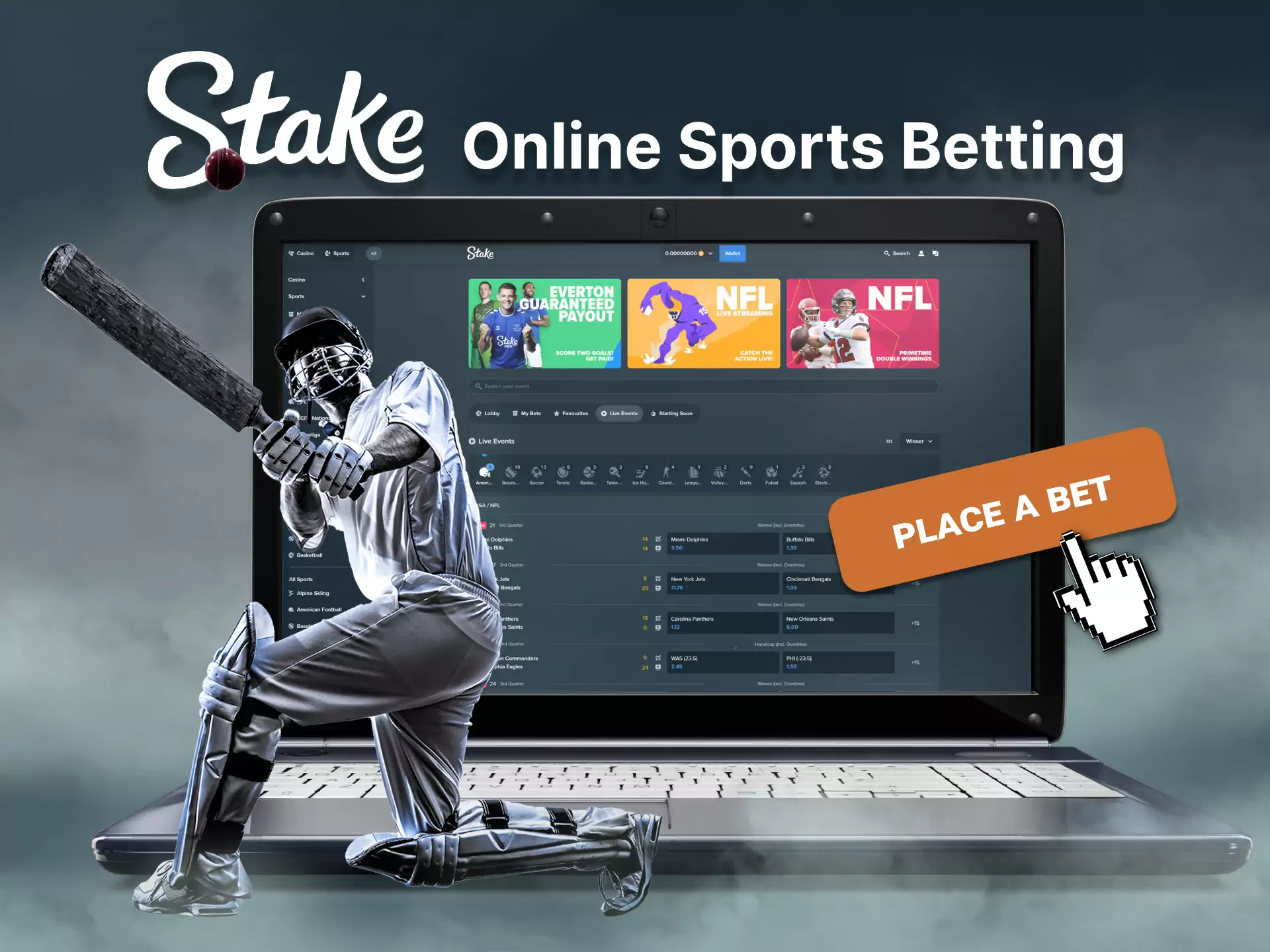 In the sports section of Stake, you can place bets on available matches.