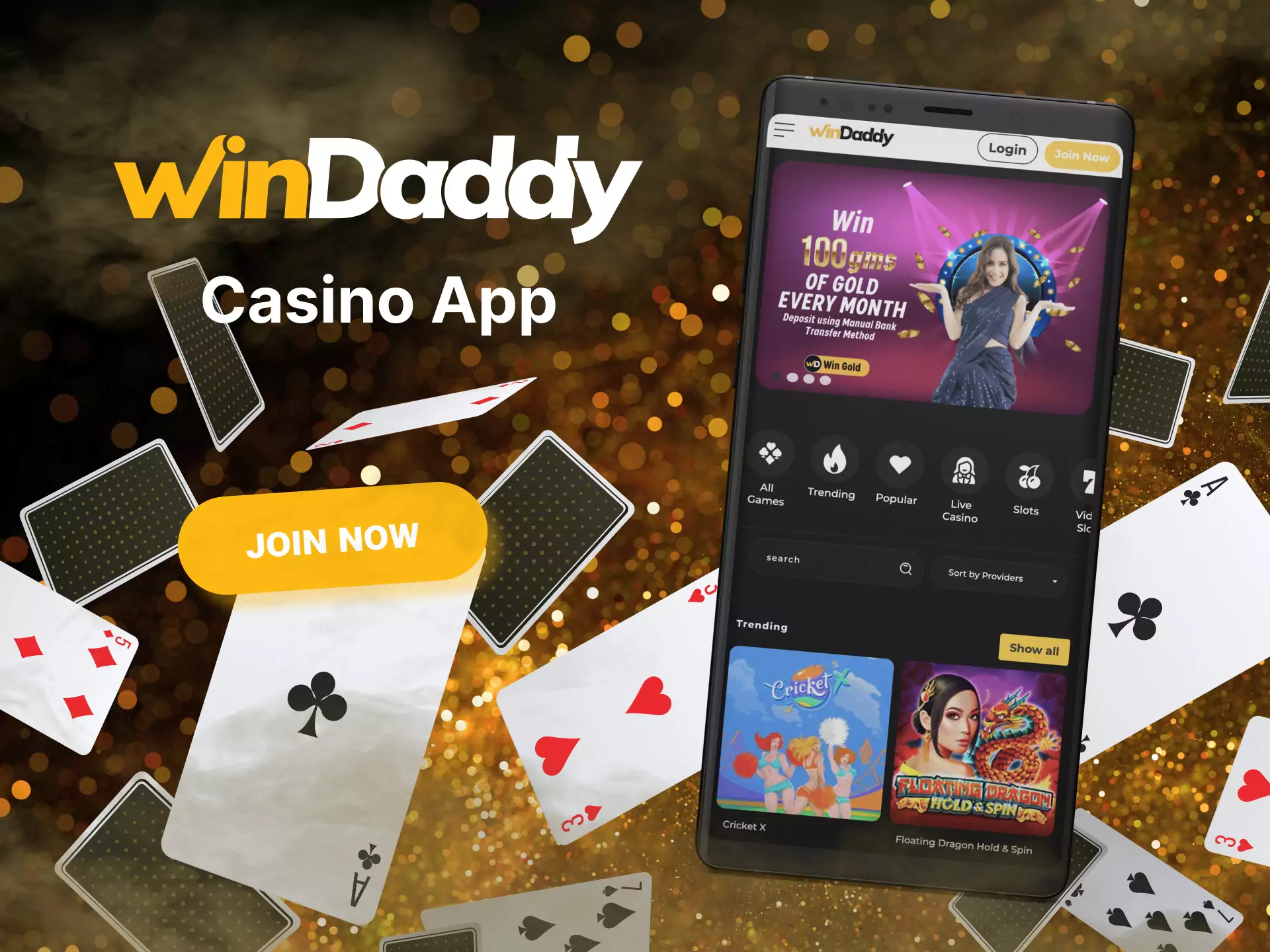 Find your favorite casino game at Windaddy and place your bet.