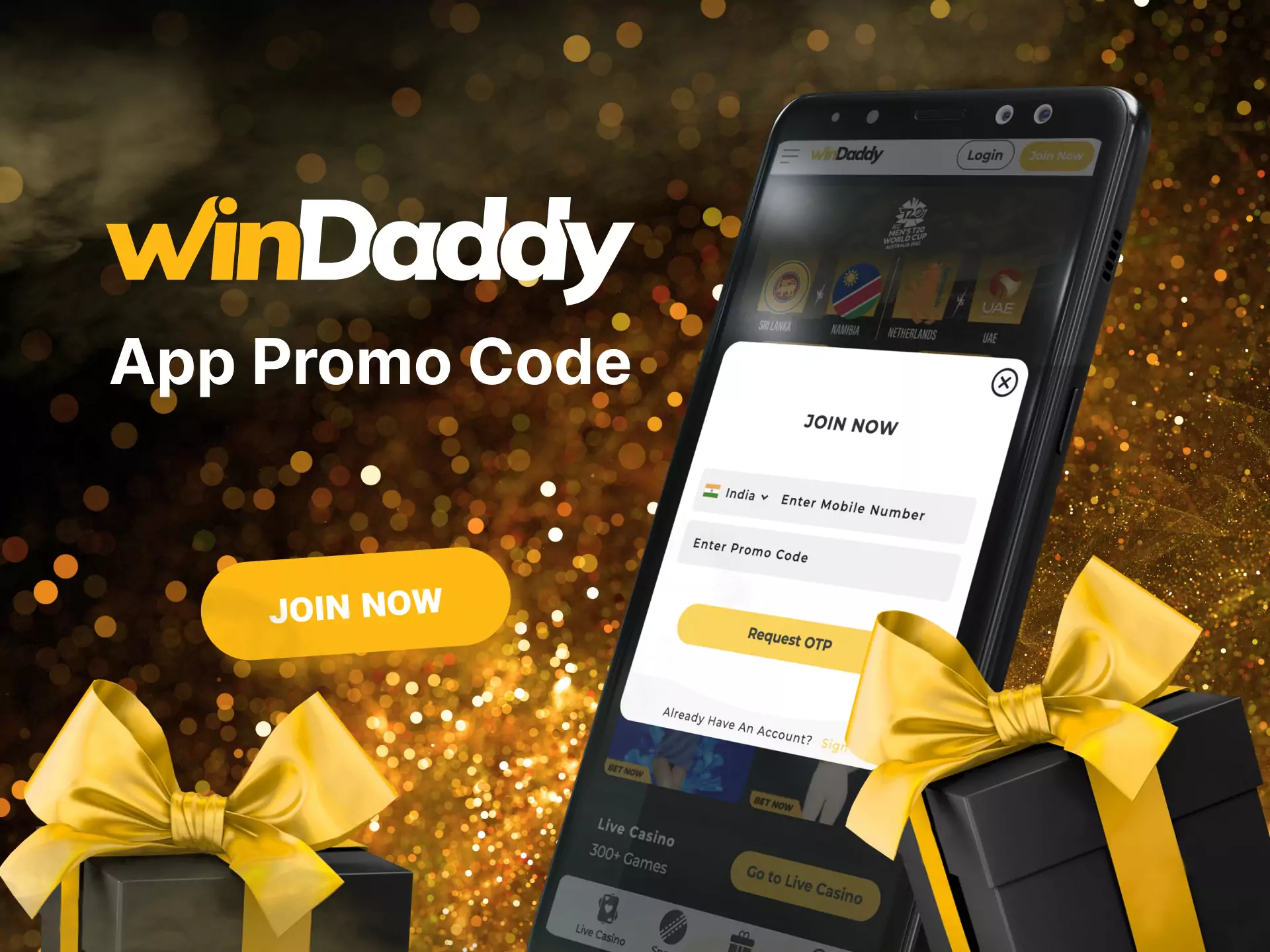 Enter the special promo code Windaddy during registration and get a bonus.