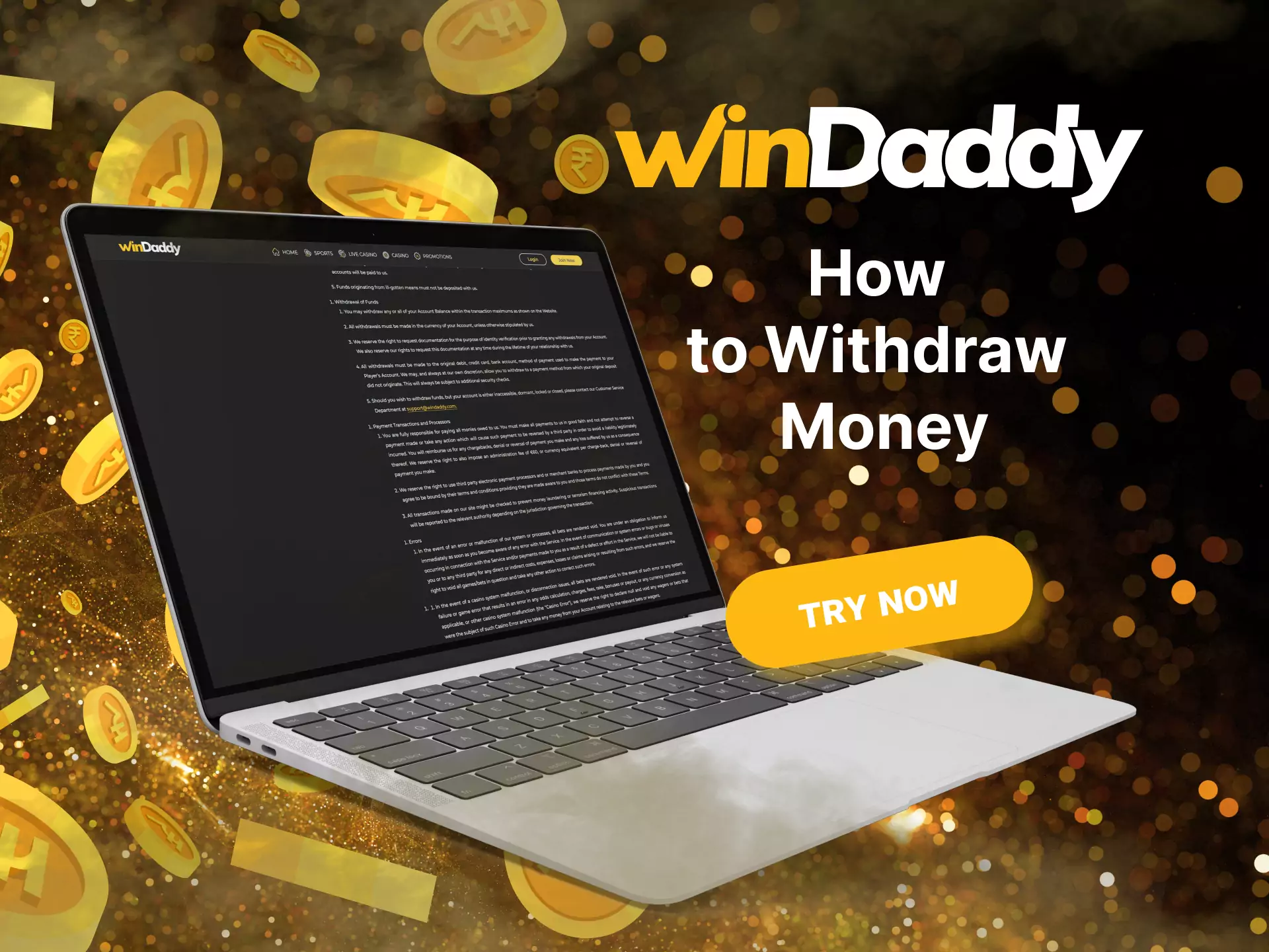 Windaddy supports many methods of making a withdrawal.
