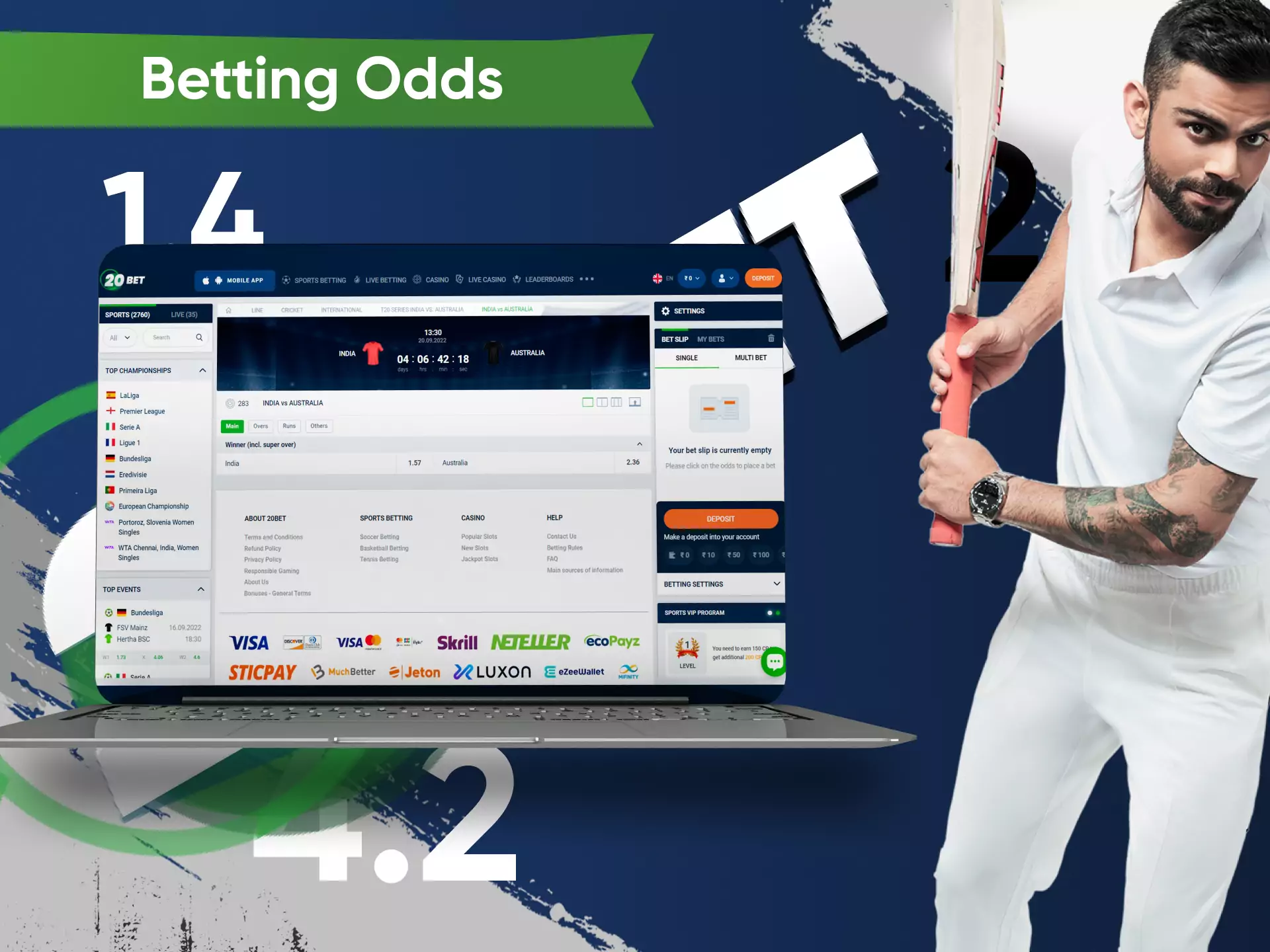 20bet provide great odds for each event.