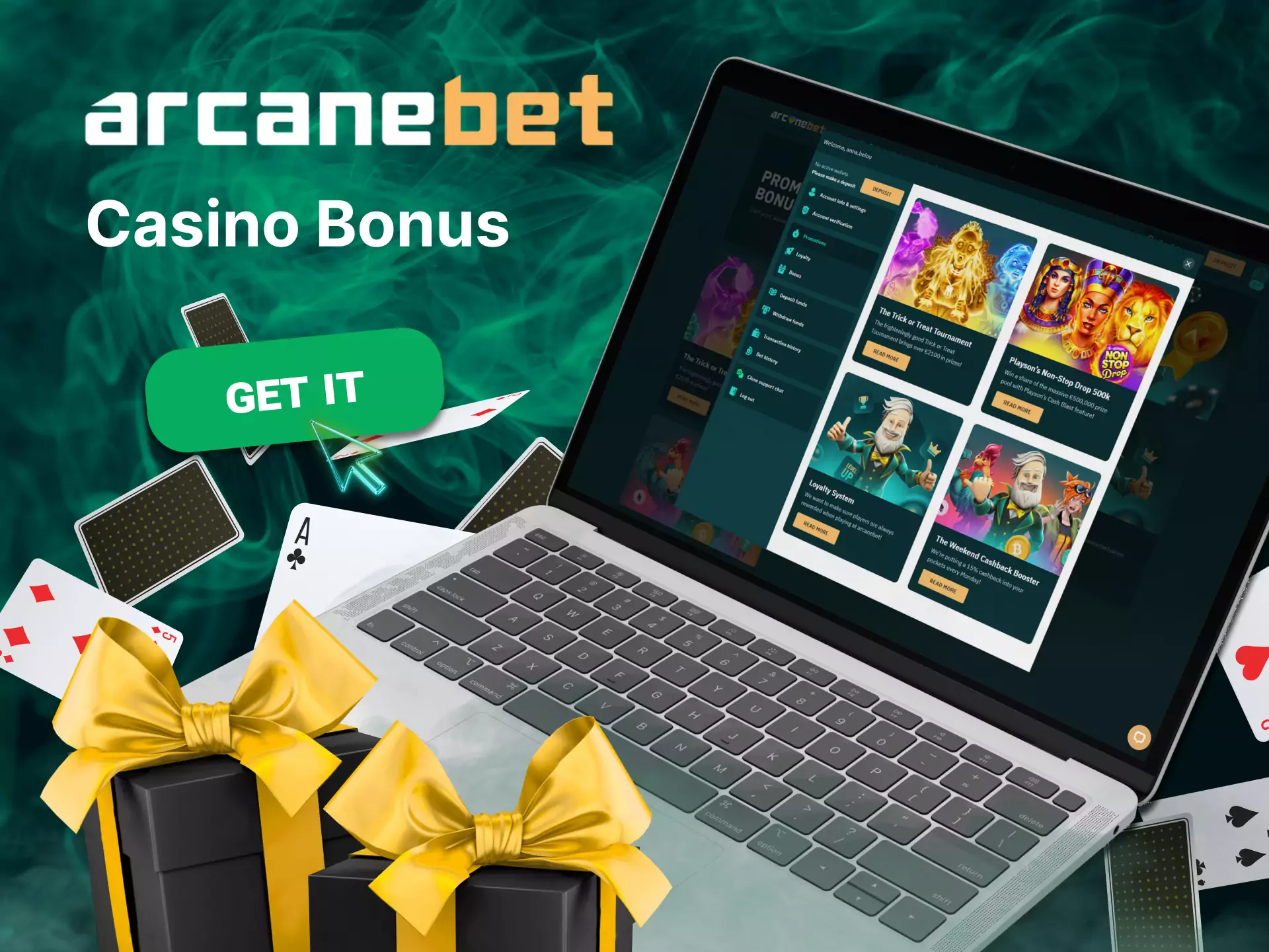 Get a special bonus for the Arcanebet casino.