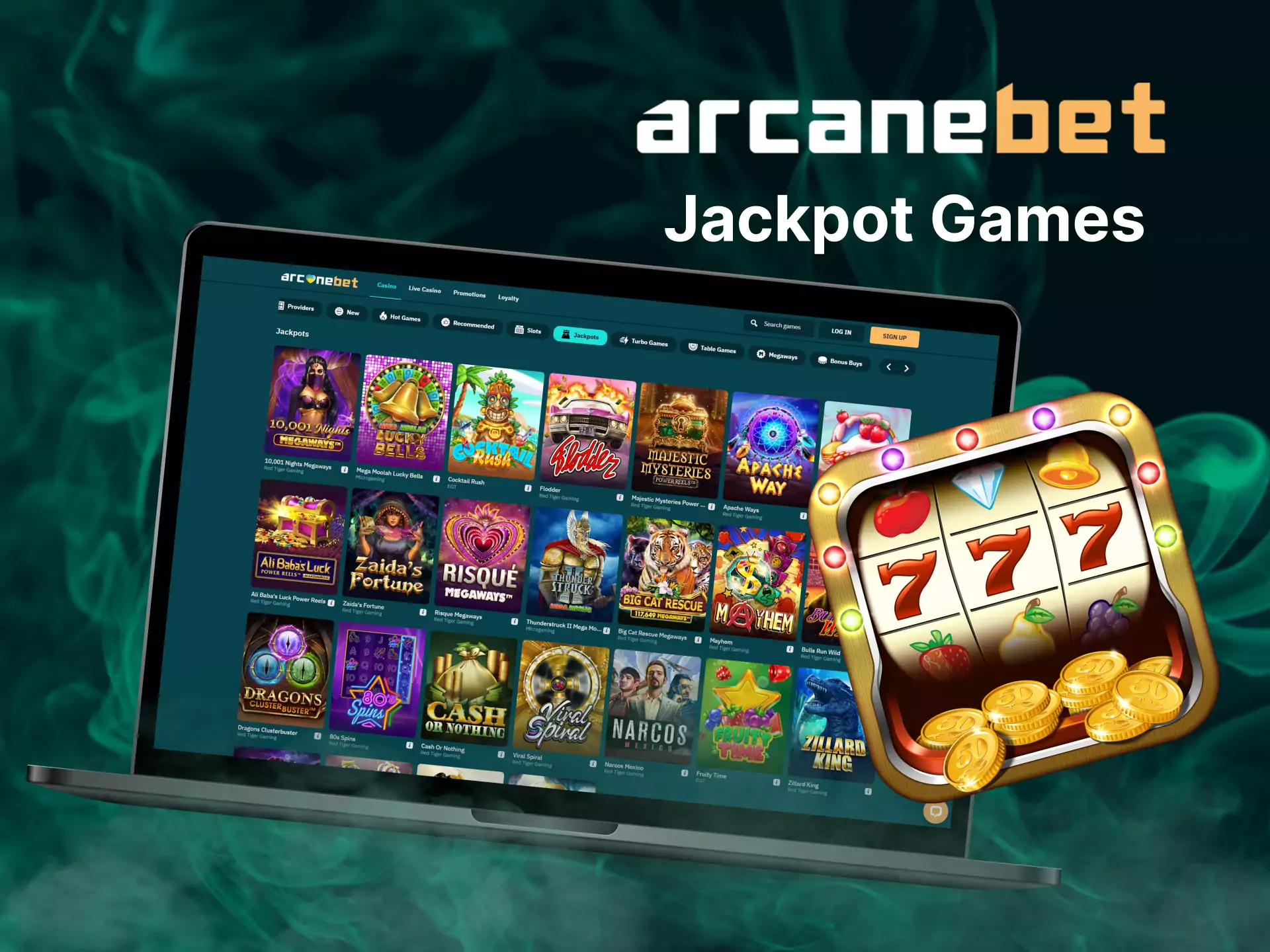Arcanebet offers to play jackpot games, prees your luck.