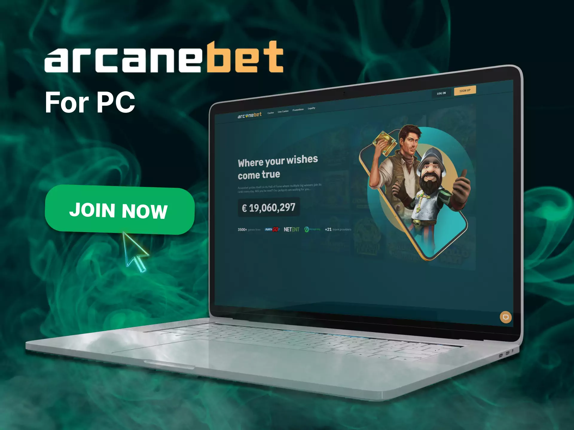 Use Arcanebet on your personal computer without restrictions.