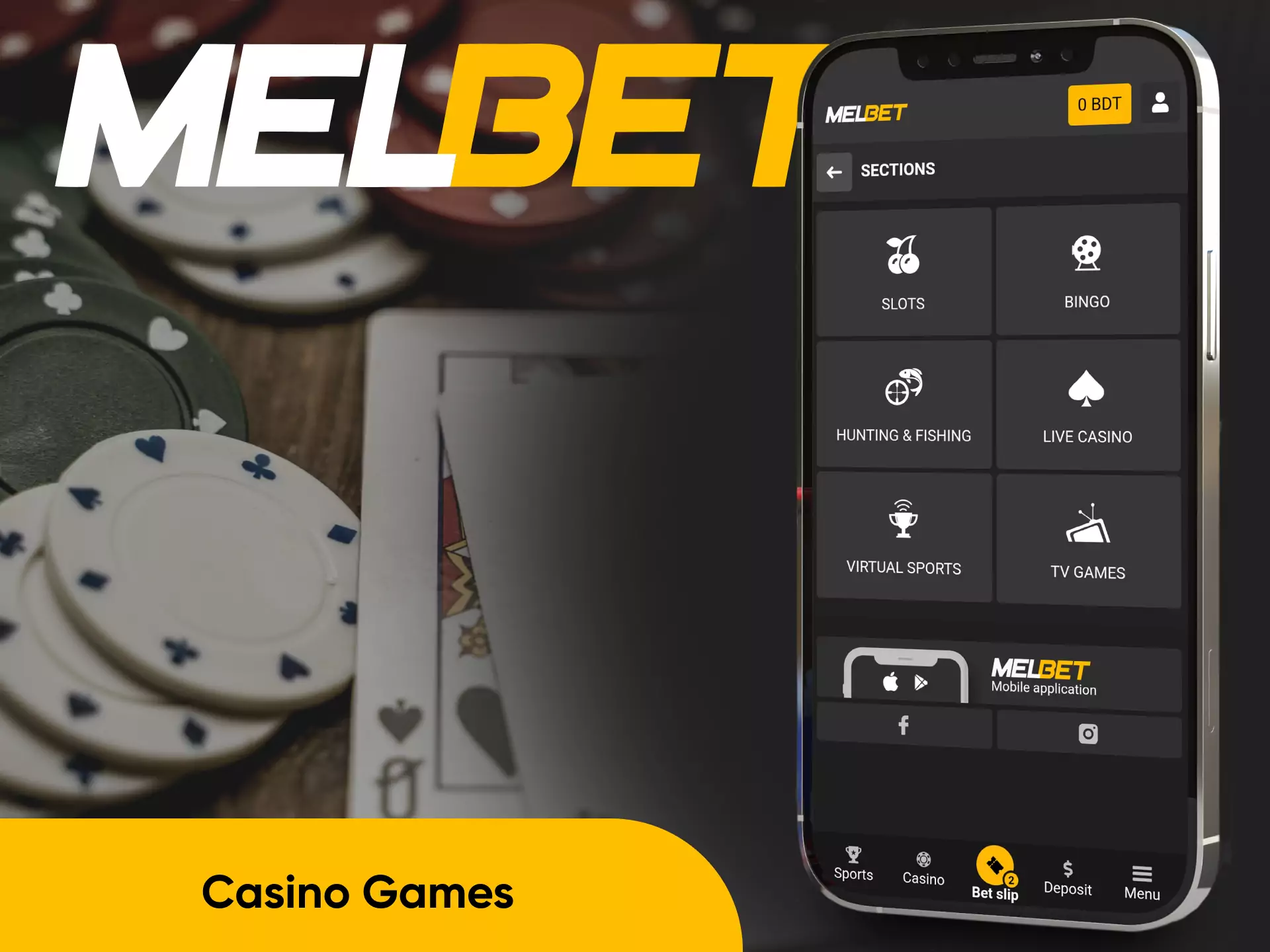 Slots, poker, blackjack, and jackpot games are all available in the Melbet app.