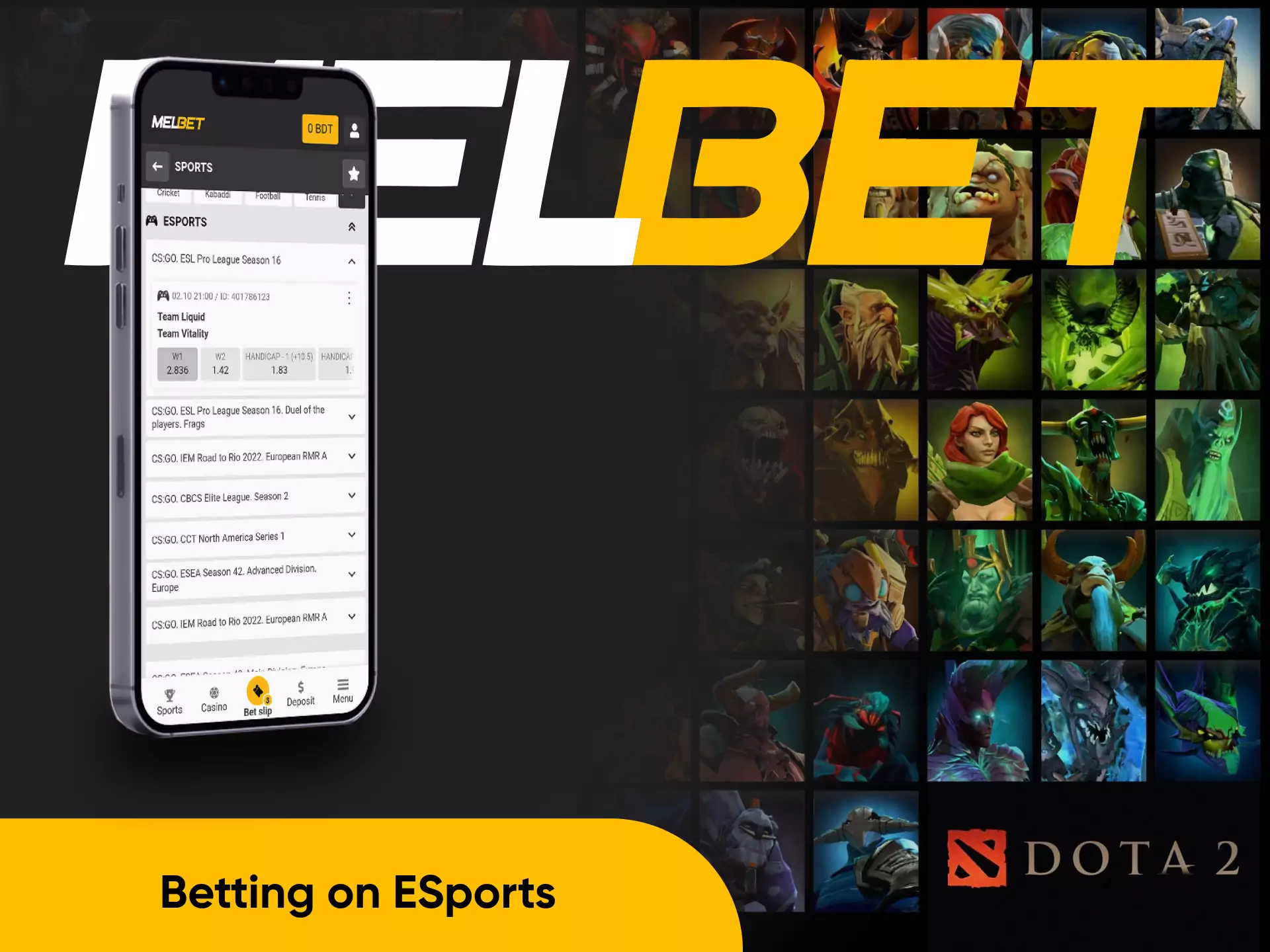 If you are a fan of cyber sports, place bets on your favourite team in the Melbet app.