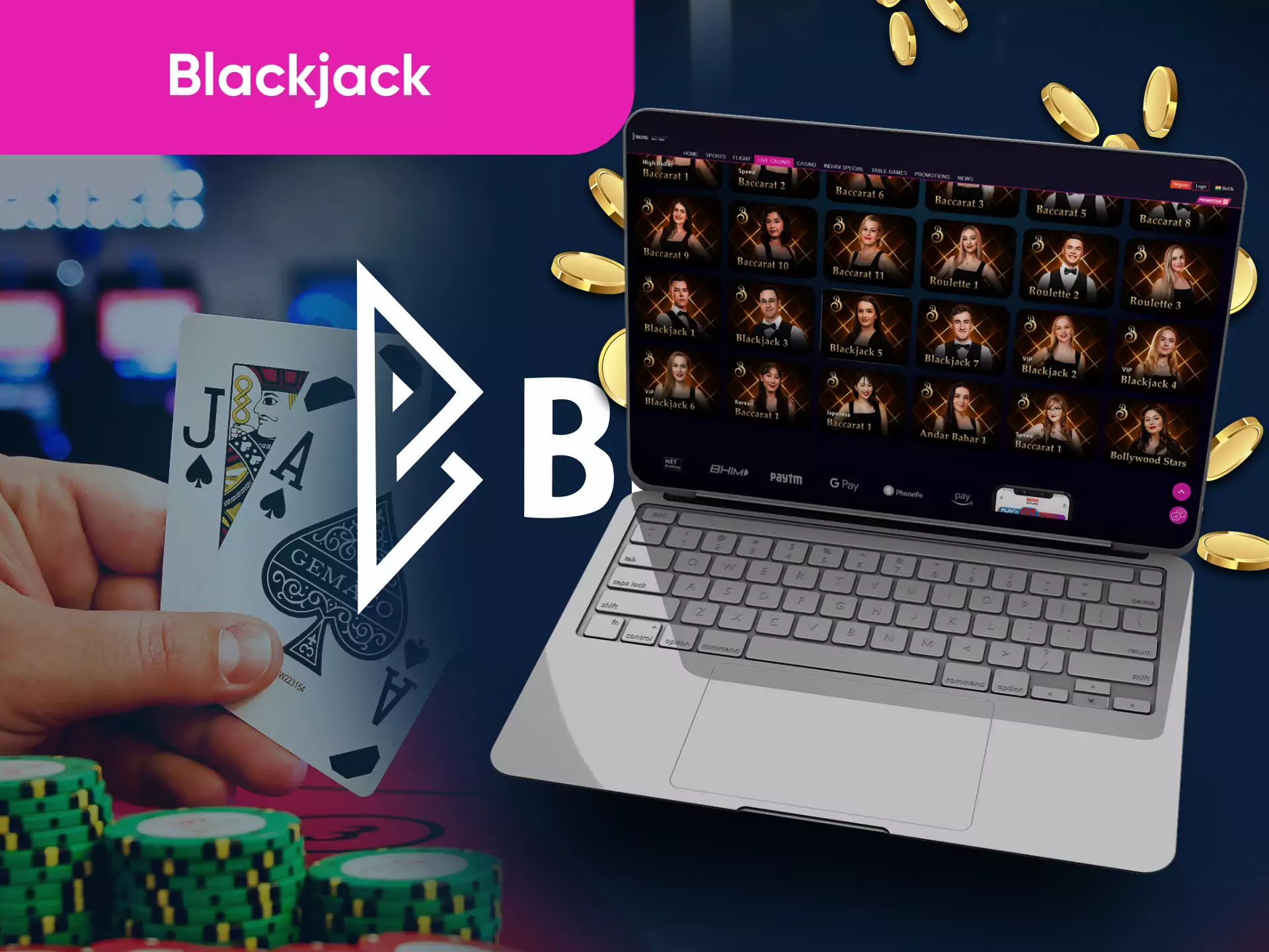 In the Becric Live Casino, you can play online blackjack anytime.
