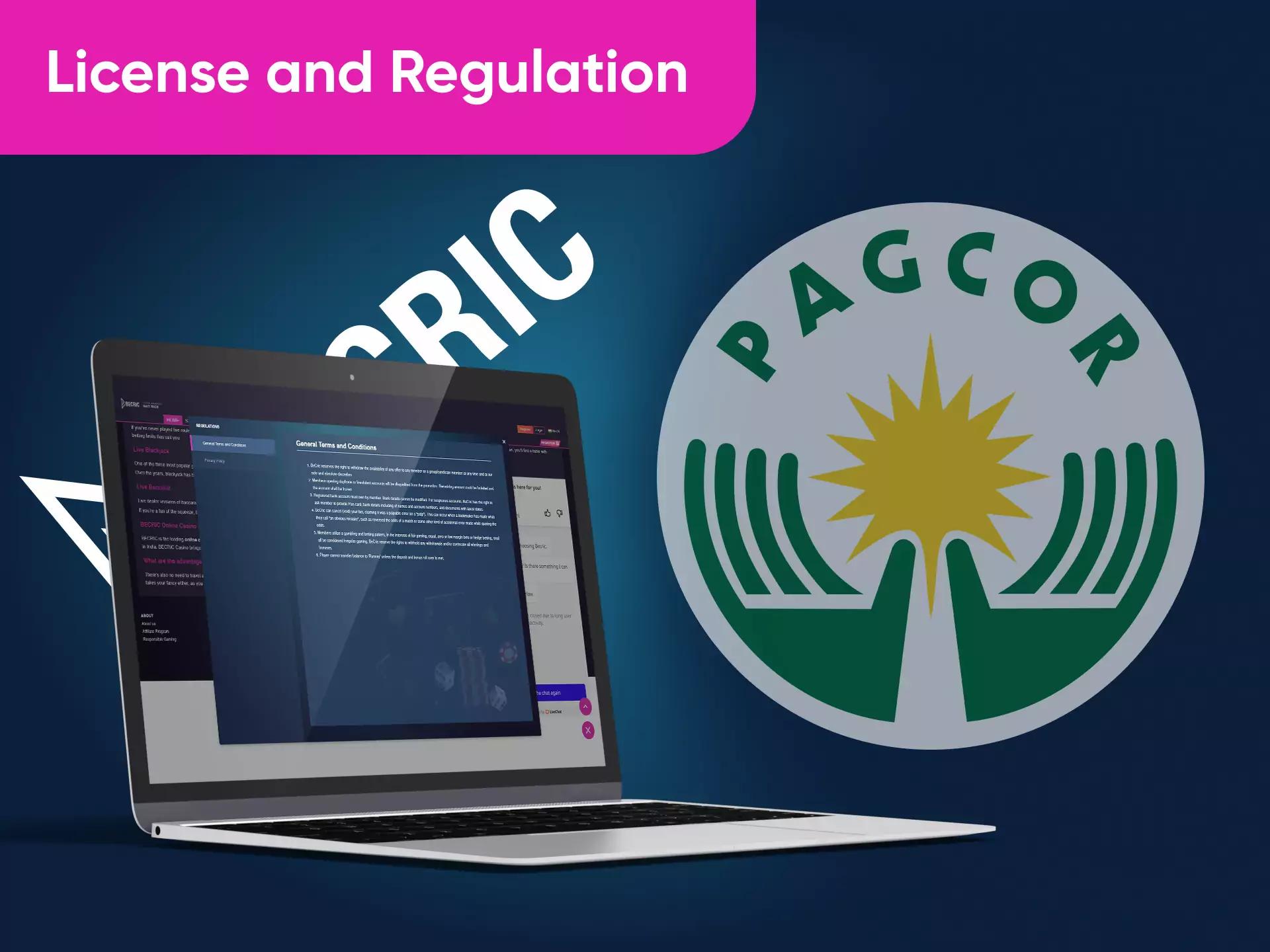 Becric sportsbook and online casino work under the official license of Pagcor.
