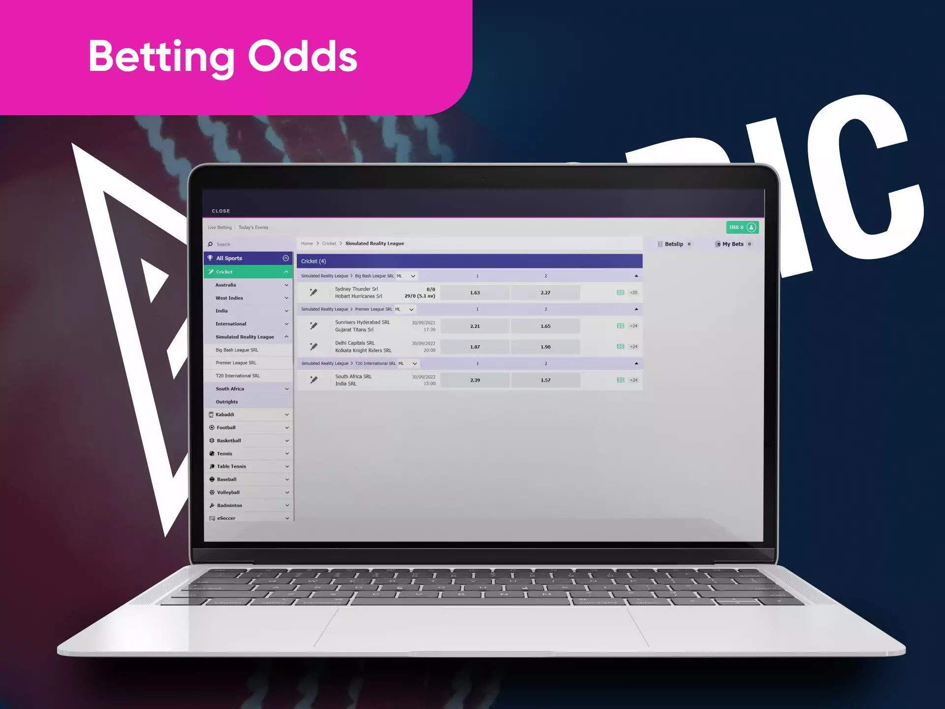 Becric provides great odds to its customers.