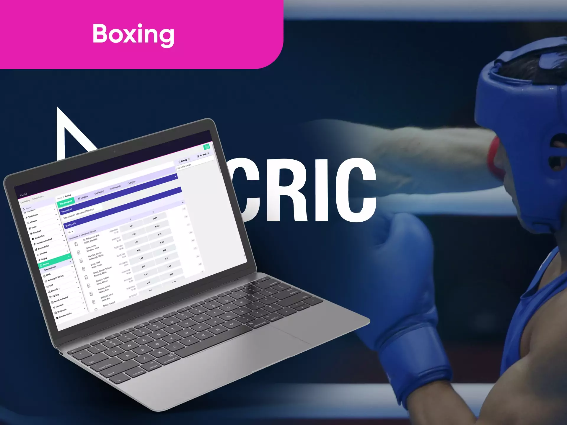 You can bet on boxing fights on the Becric website.