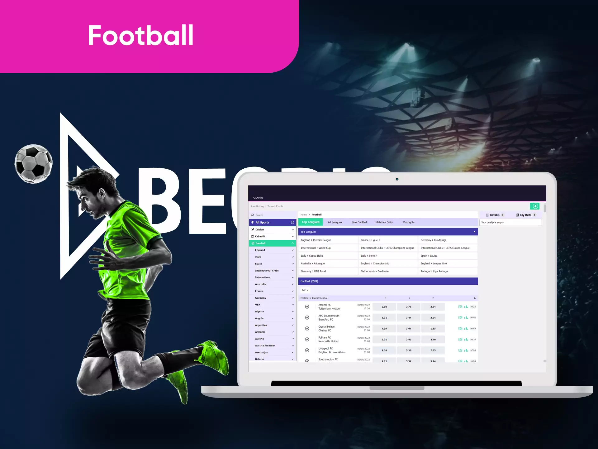 In the Becric sportsbook, users often place bets on football matches.