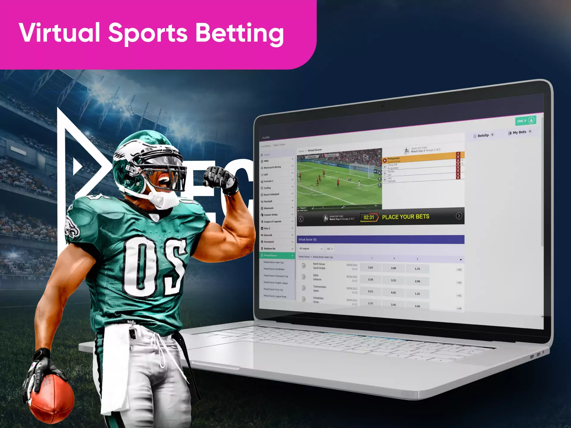 Besides traditional betting, on Becric you can place bets on virtual sports events.