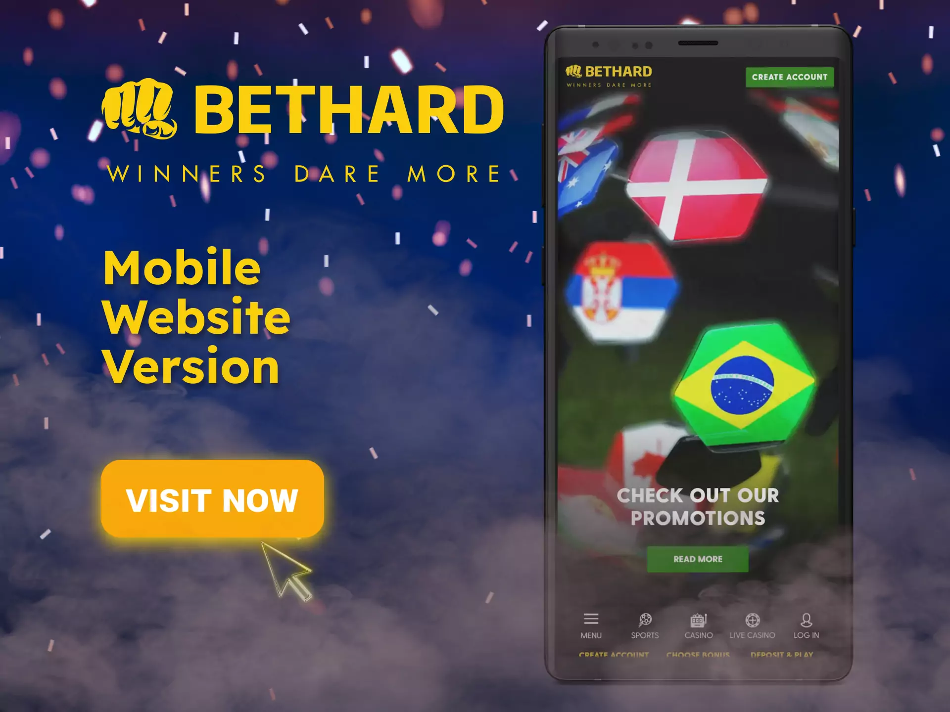 Place bets anywhere and at any time with the mobile version of the Bethard website.