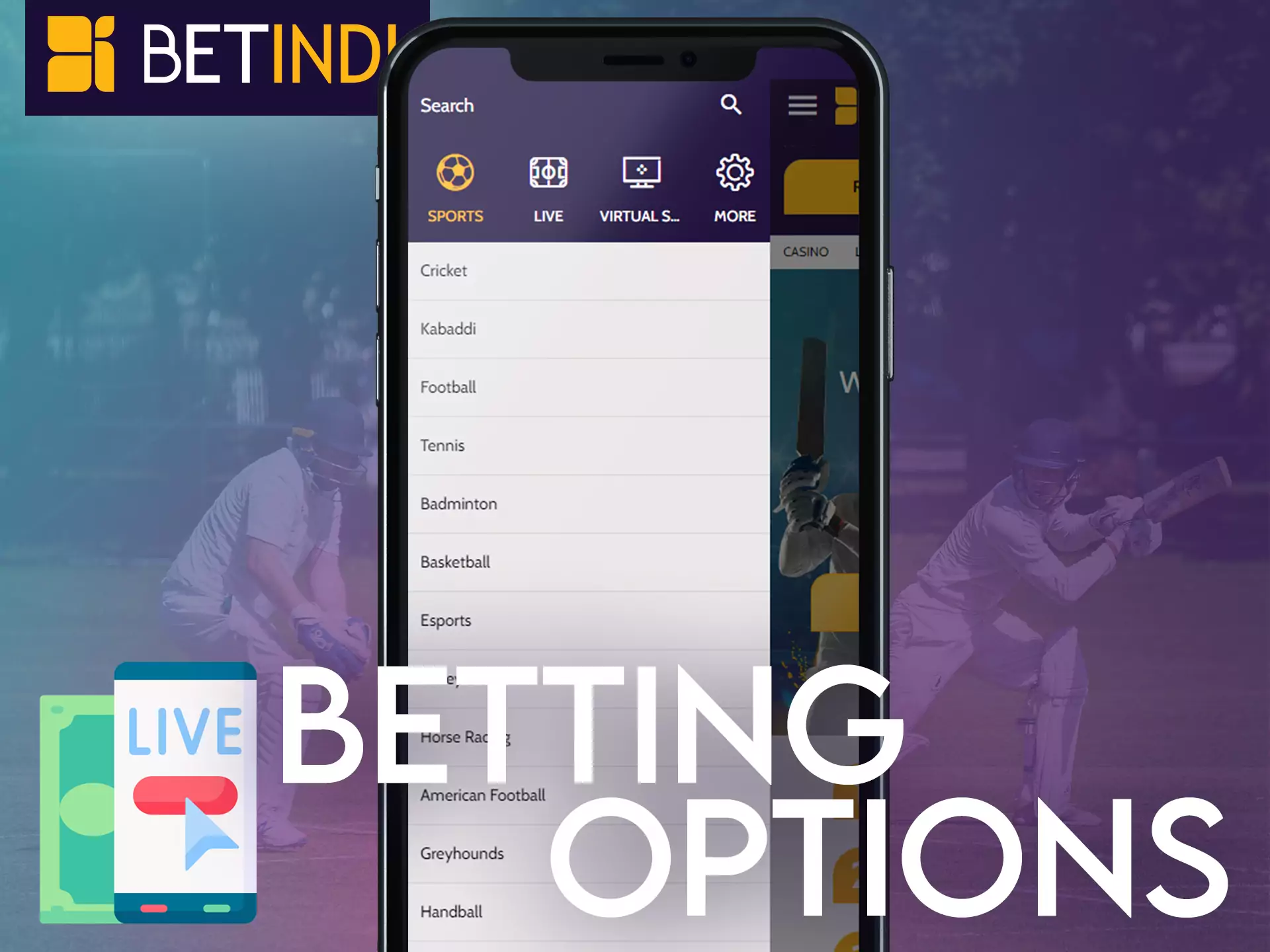 Betindi gives players many different betting options.