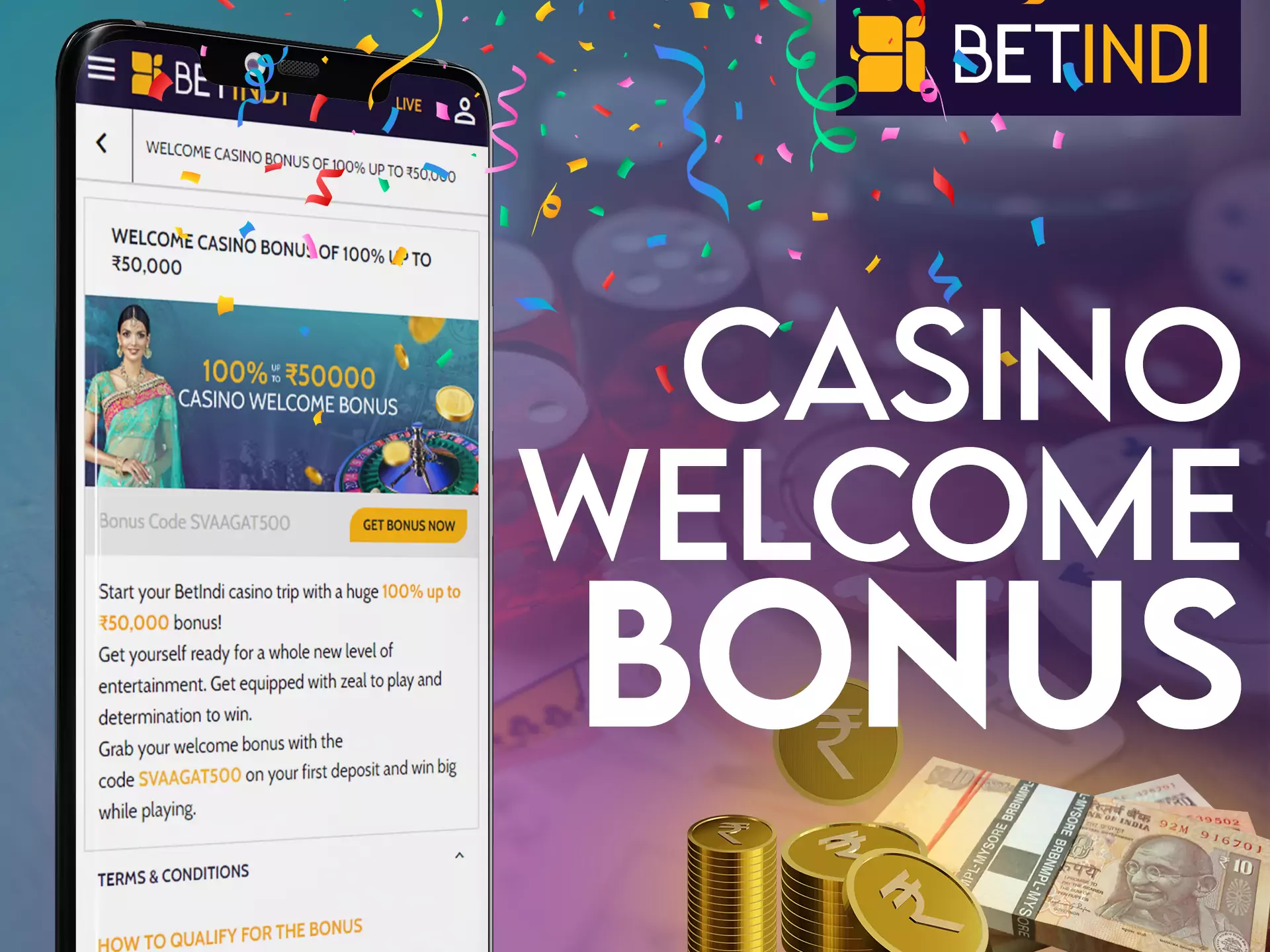 Betindi gives players a nice welcome bonus for casino games after registration.