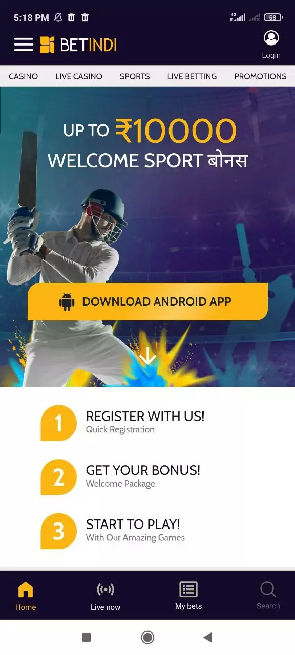 The Betindi app has a great interface for a cricket-oriented bookmaker.
