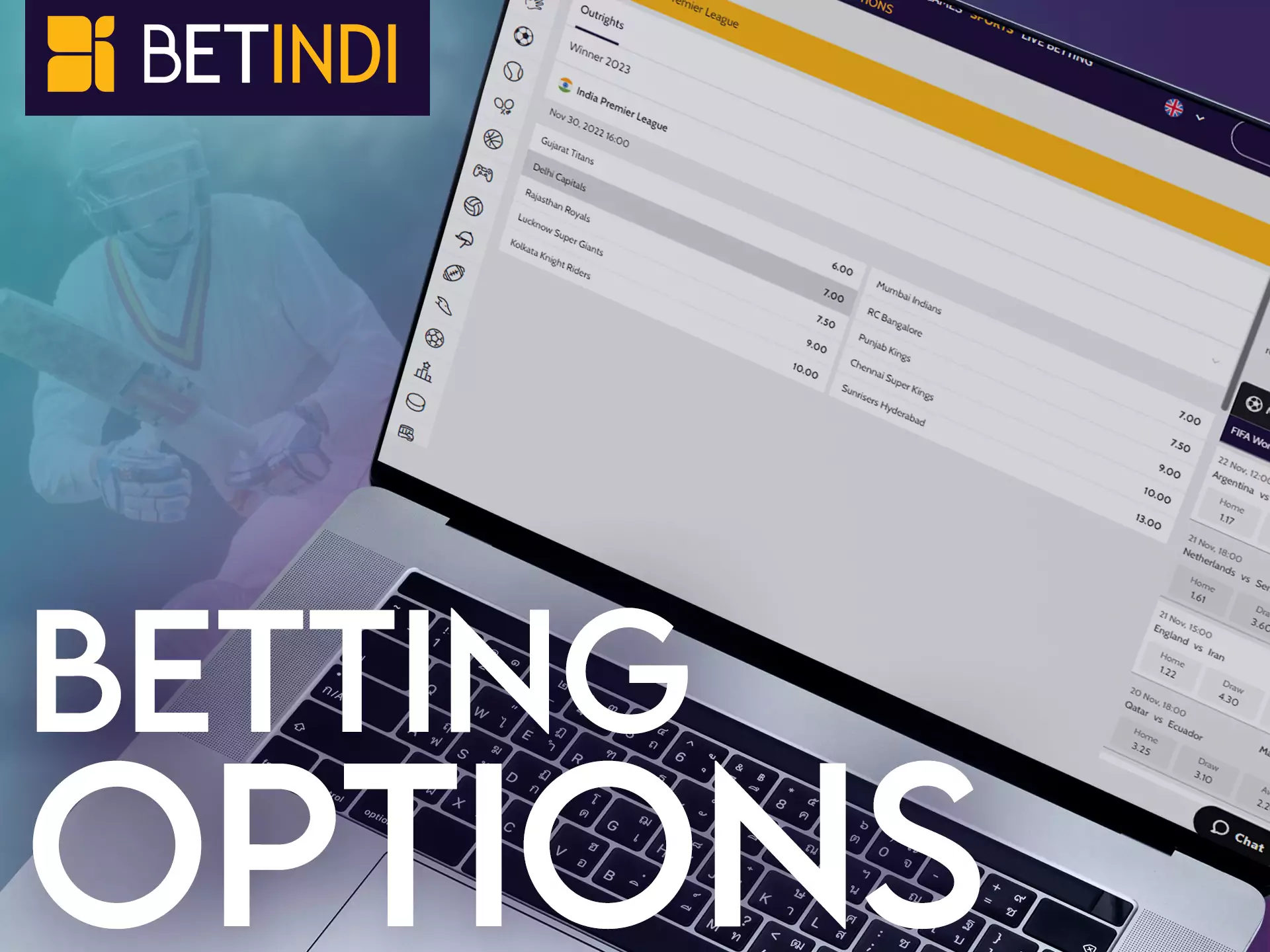 Find out all about possible betting options on Betindi.
