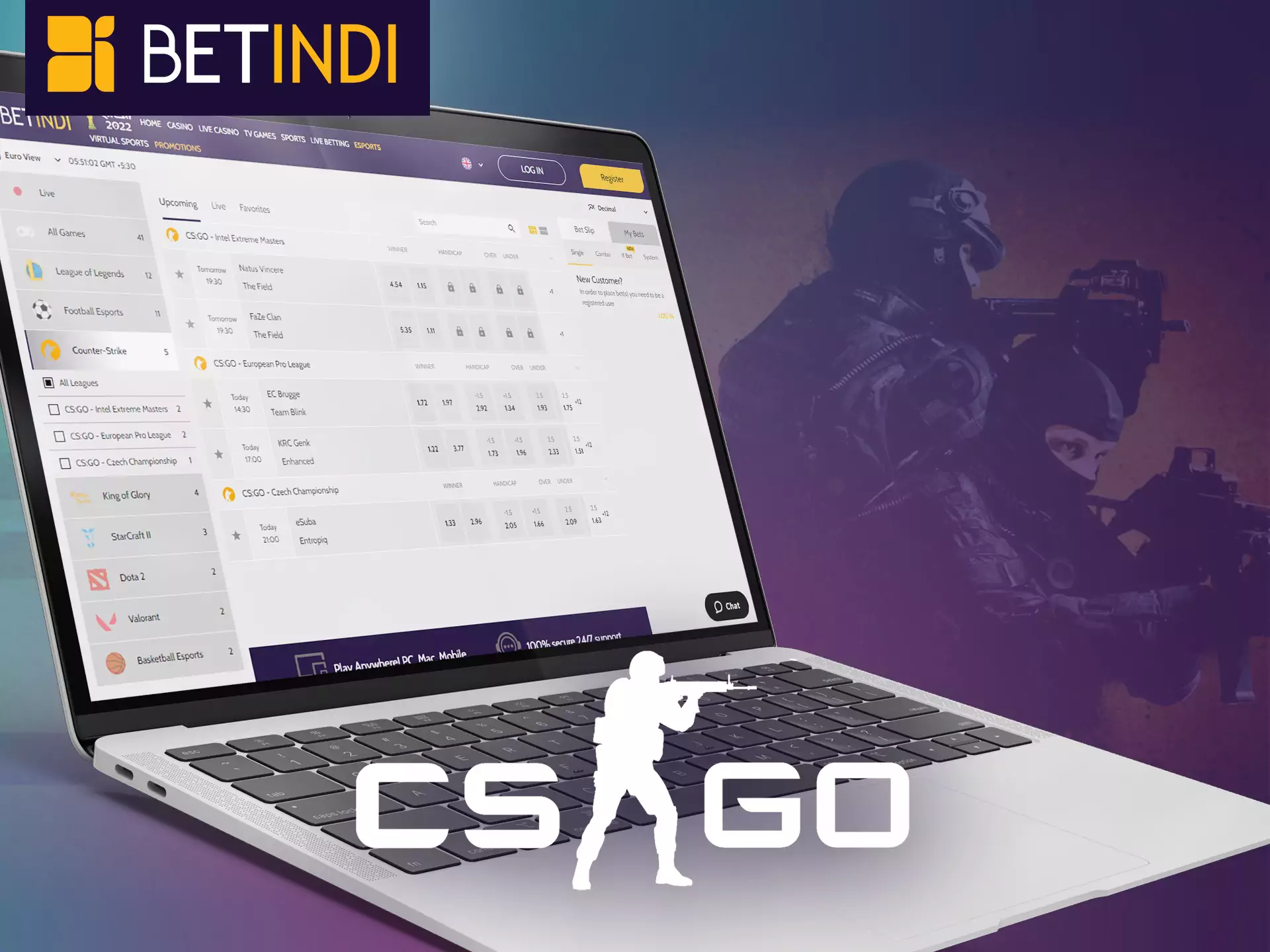 Betindi offers fans to bet on CS:GO.